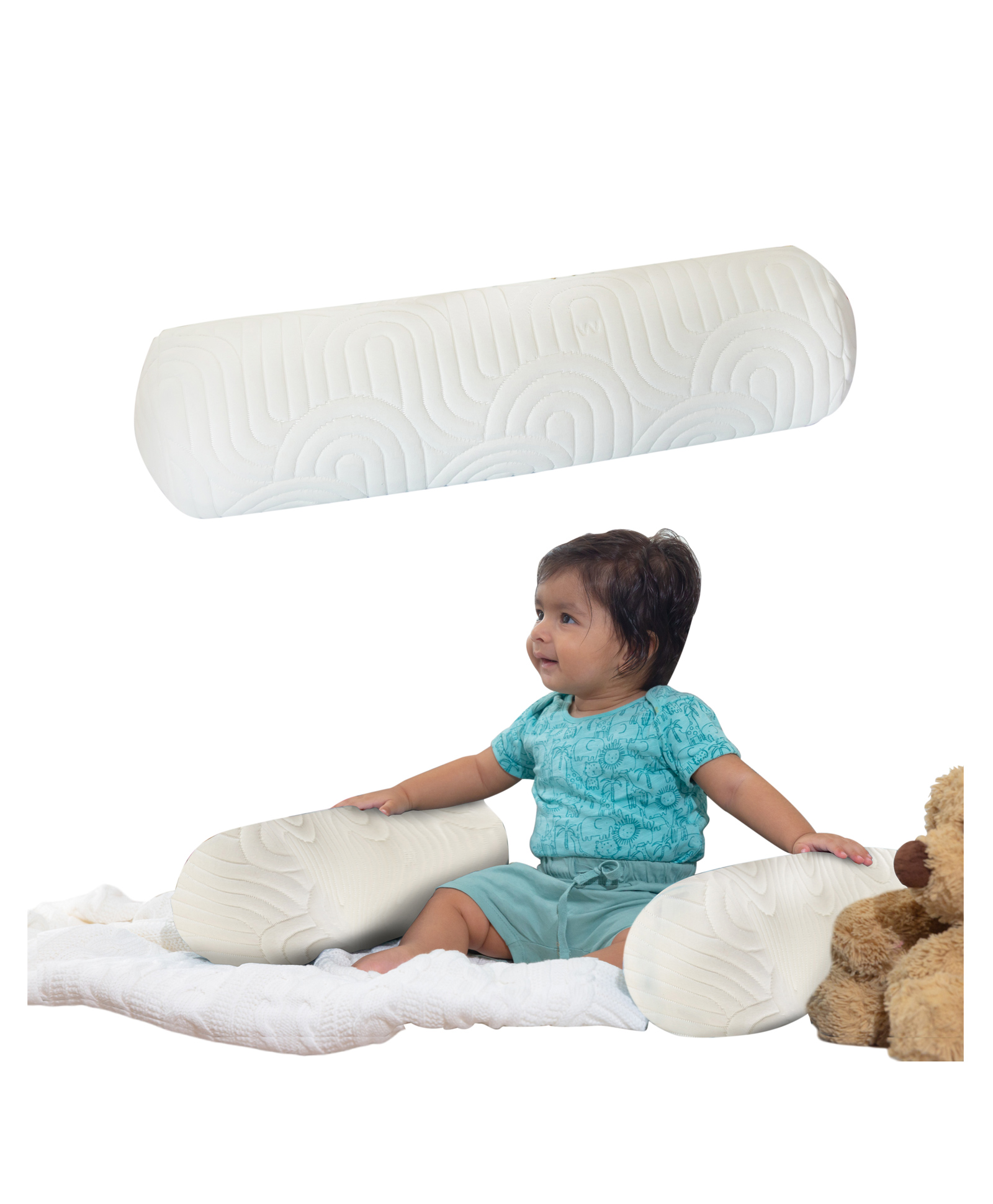 The White Willow Orthopedic Memory Foam Ultra Soft Baby Round Bed Bolster Pillow For Back and Neck Support - White-picture-4