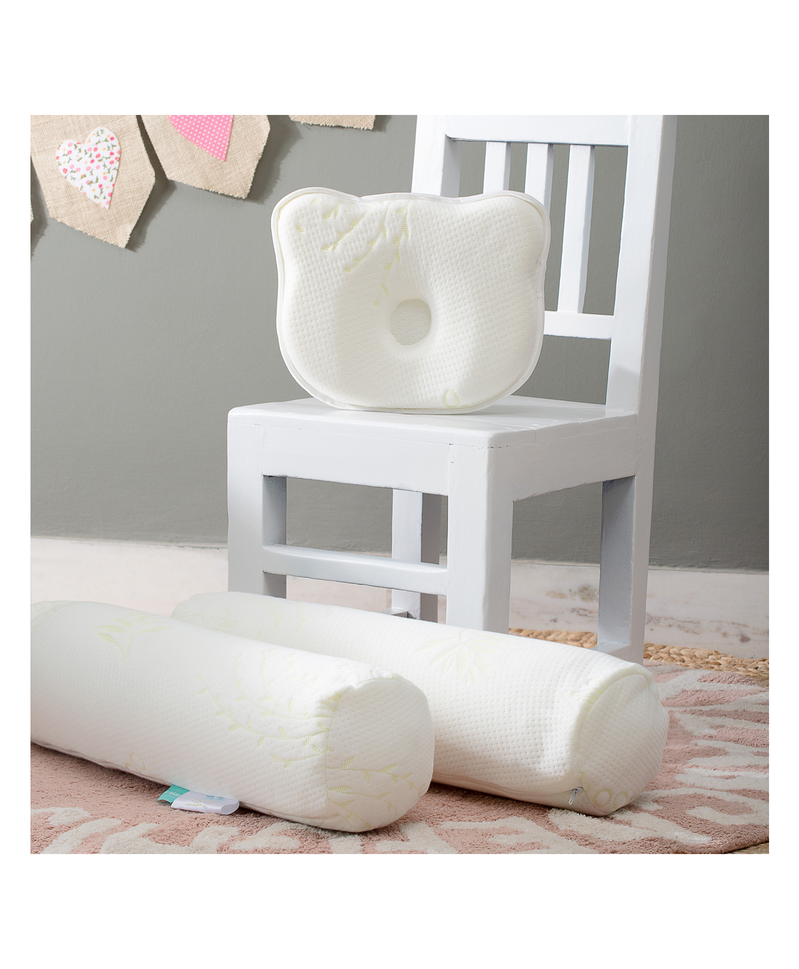 The White Willow Baby's Memory Foam Head Shaping Pillow with Soft Bolster Cushion for Side Support Bolster Size - White-picture-24