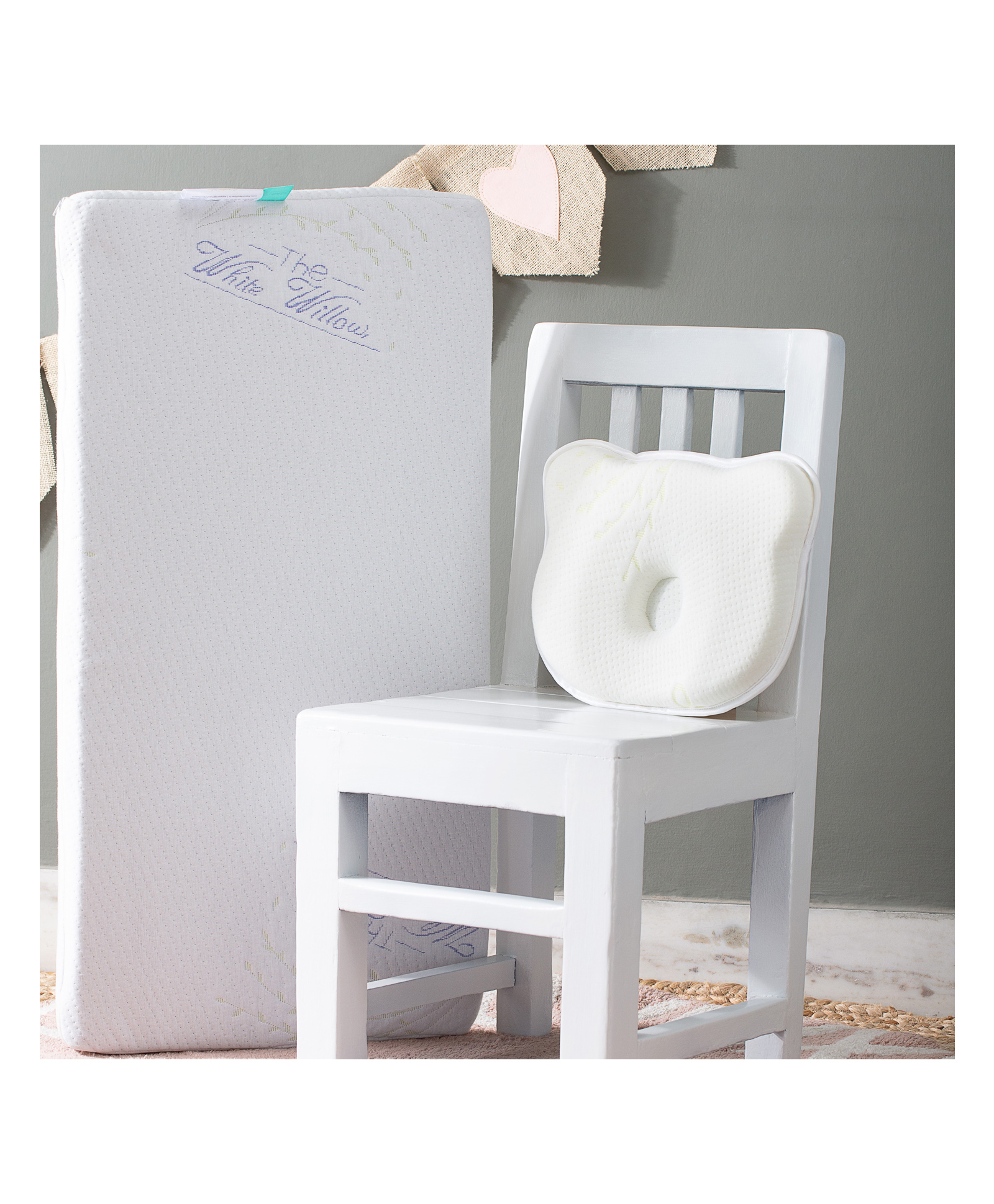 The White Willow Special High Inclined Design Memory Foam Infant Baby Head Shaping Pillow and Full Crib Wedge for Acid Reflux Colic Anti Vomiting - White-picture-2