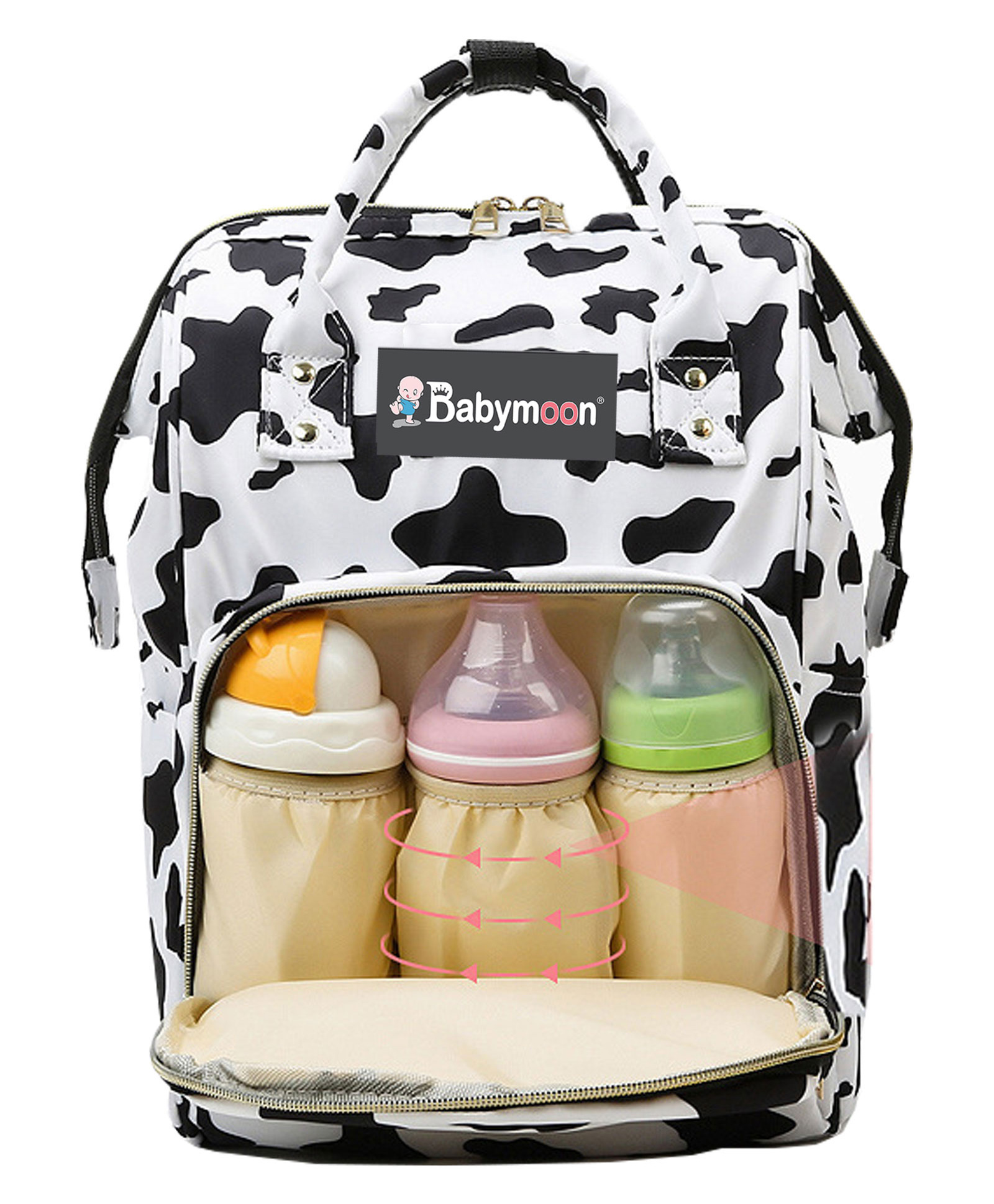 Babymoon Multifunction Backpack Style Maternity Multi Print Diaper Bag - Black & White-image-43