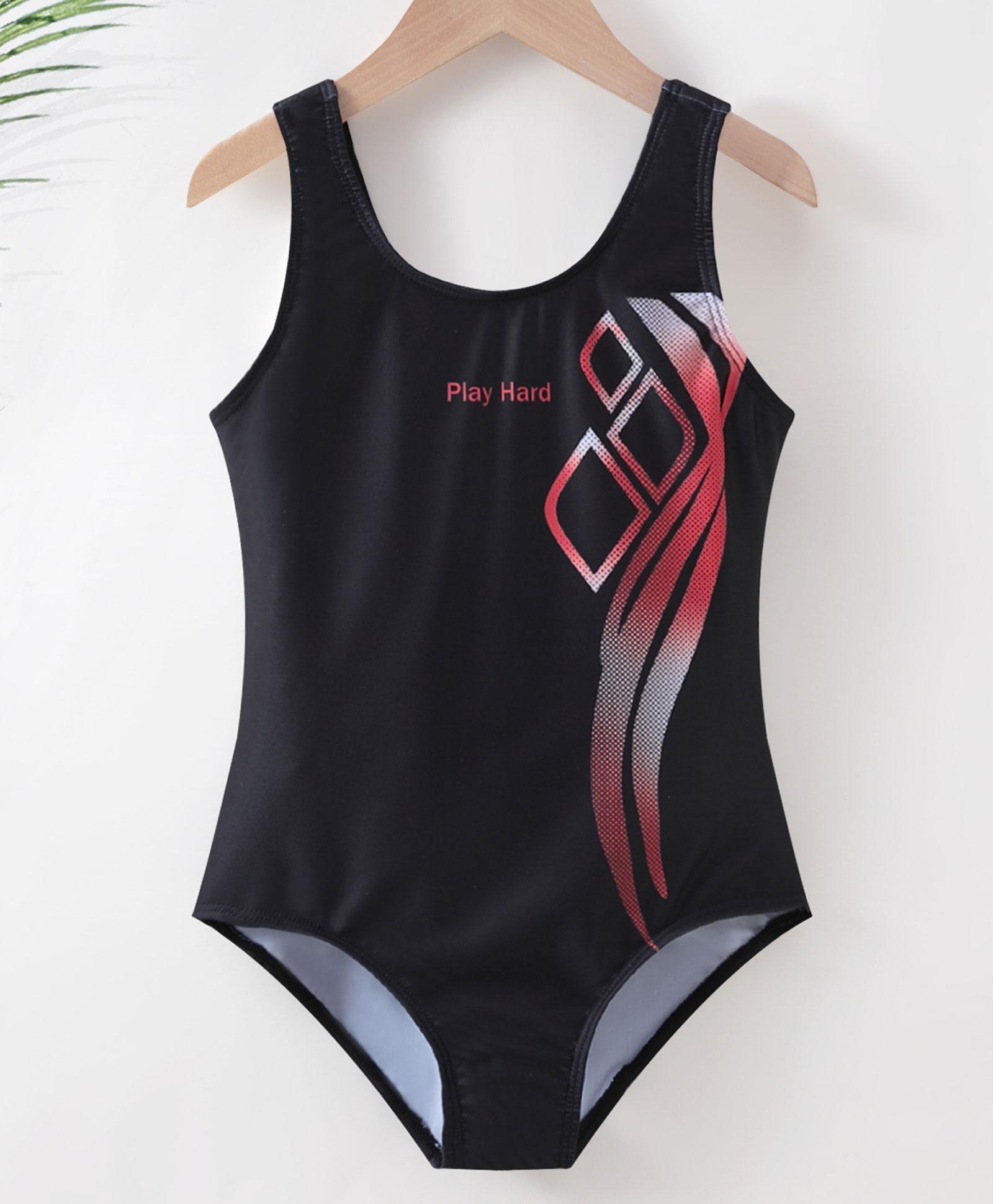 Pine Active Sleeveless V Cut Swimsuit Graphics Print - Black-picture-39