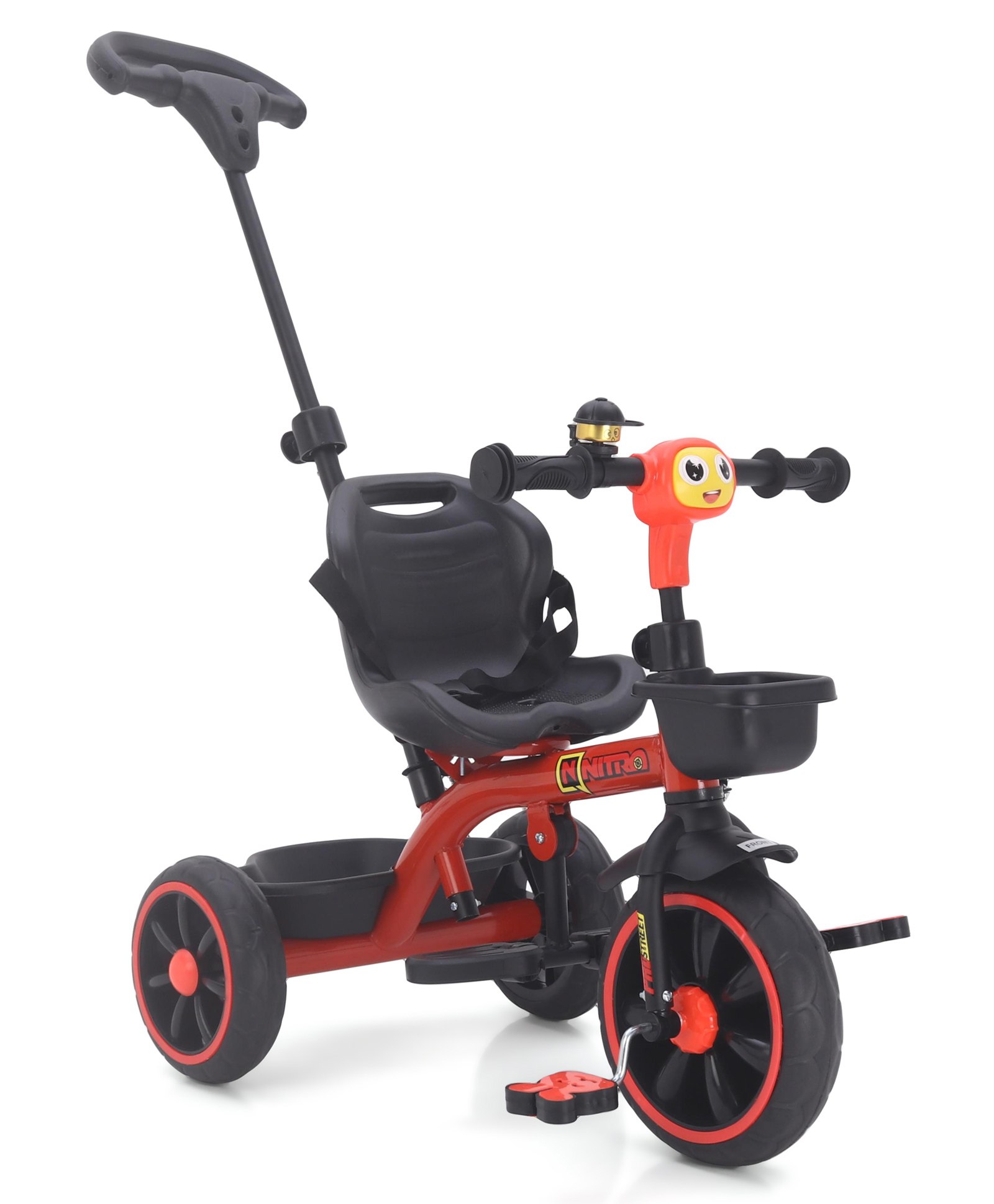Plug & Play Kids Tricycle with Height Adjustable Parental Handle & Seat Belt - Red-image-43