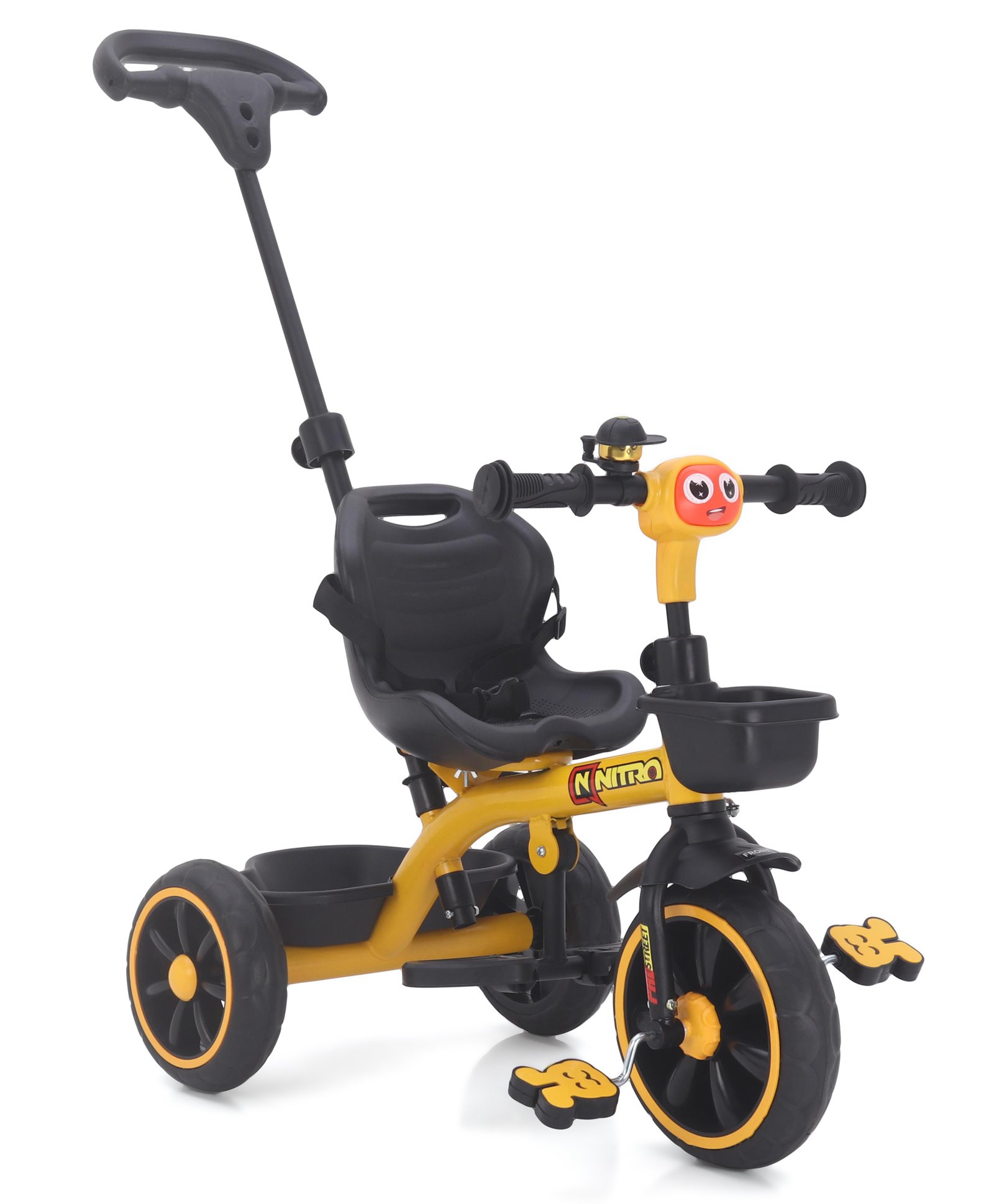 Plug & Play Kids Tricycle with Height Adjustable Parental Handle & Seat Belt - Yellow-image-15