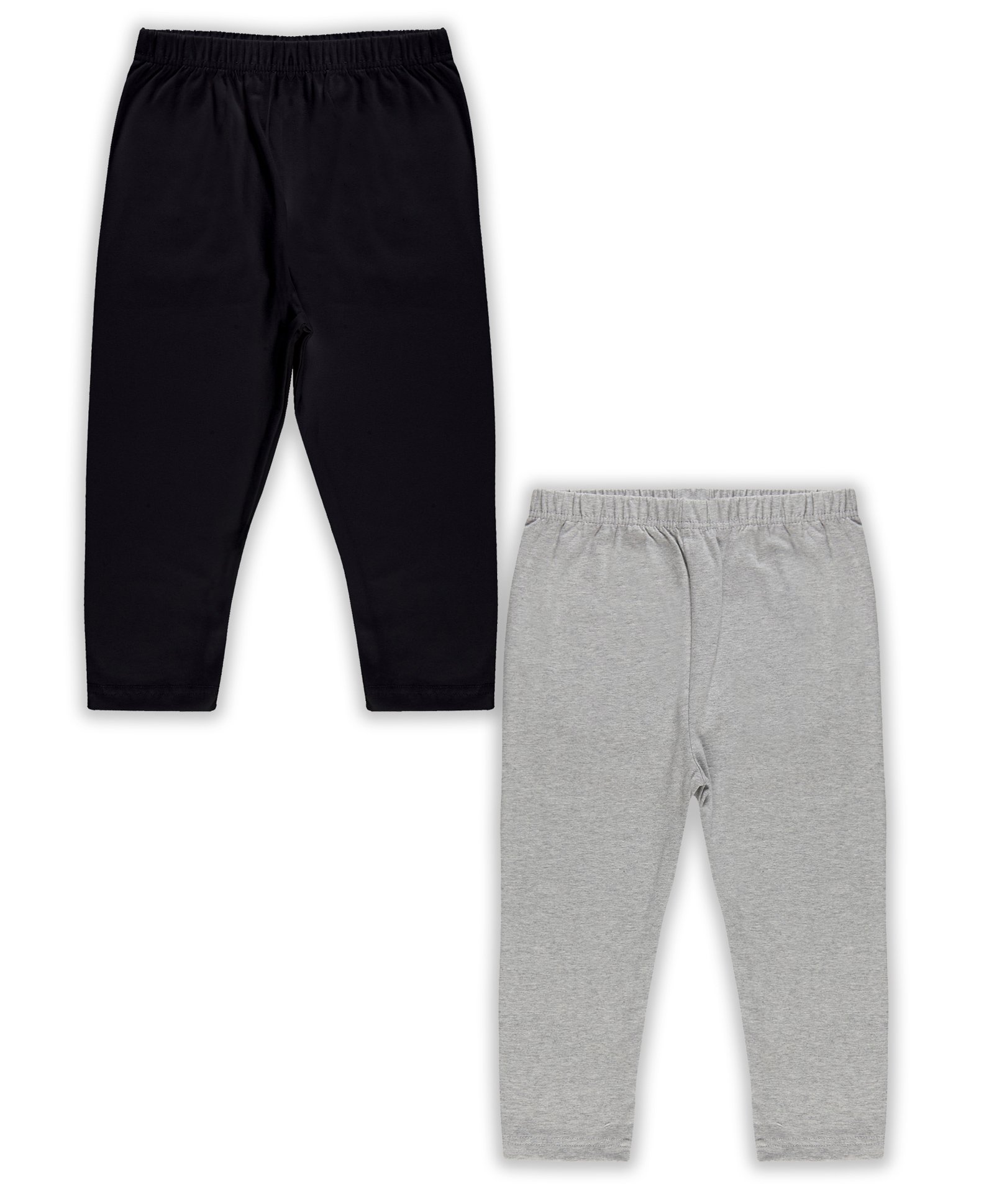 Kiddopanti Pack Of 2 Solid Capri Leggings - Black & Grey-picture-34