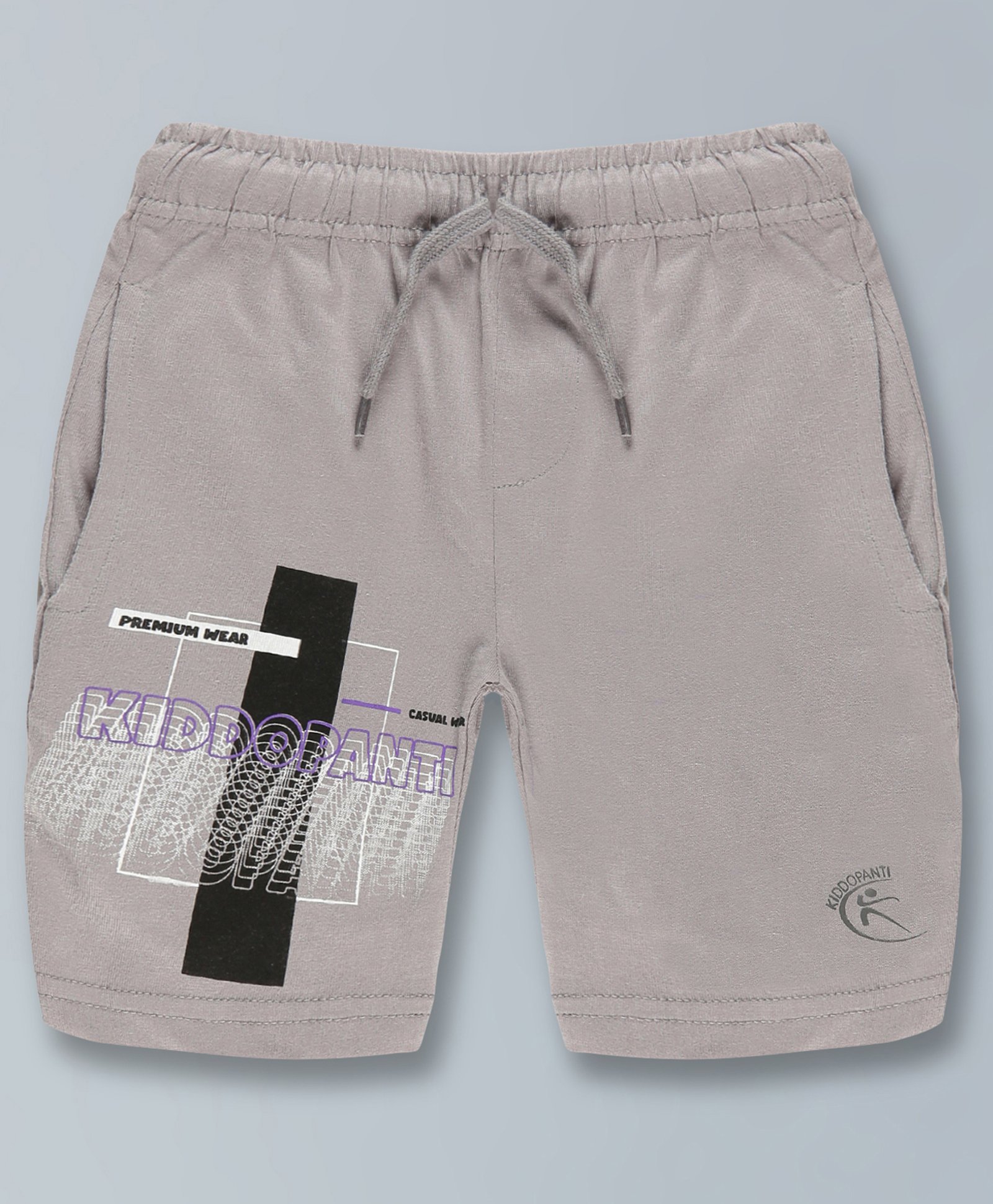 Kiddopanti Text Placement Printed Knitted Shorts - Grey-picture-17