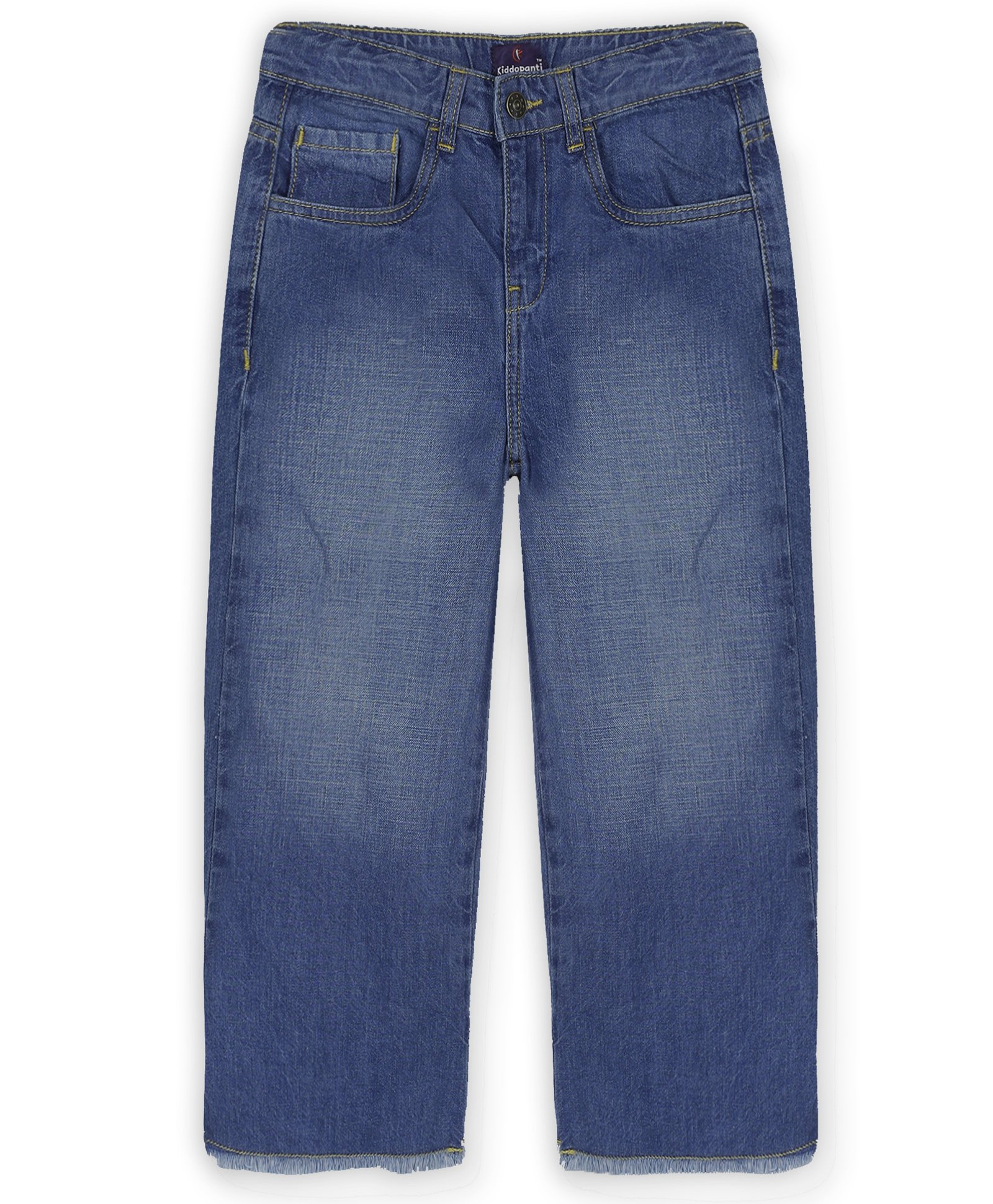 Kiddopanti Flared Washed & Distressed Hem Jeans - Dark Blue-picture-21