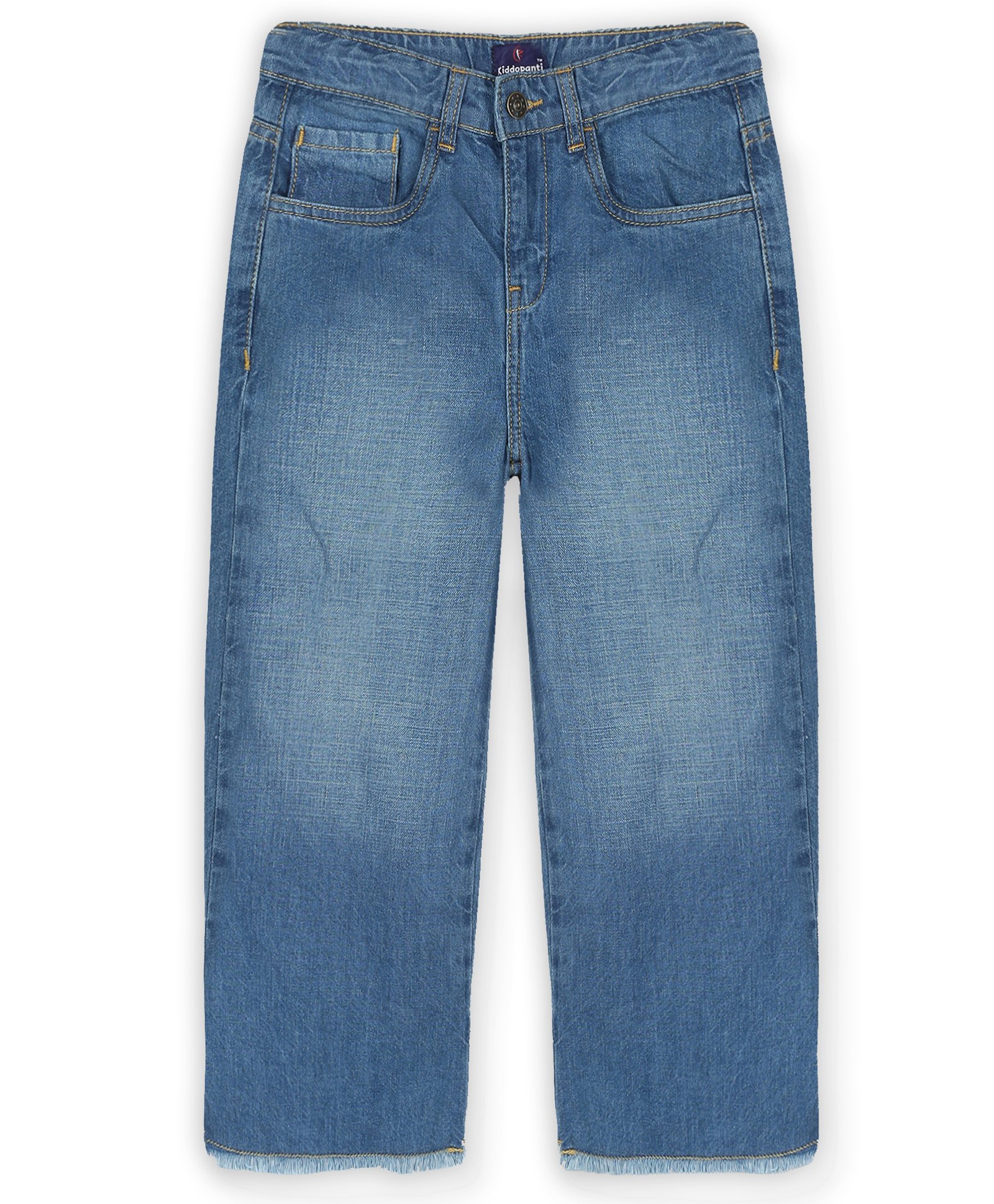 Kiddopanti Flared Washed & Distressed Hem Jeans - Blue-image-38