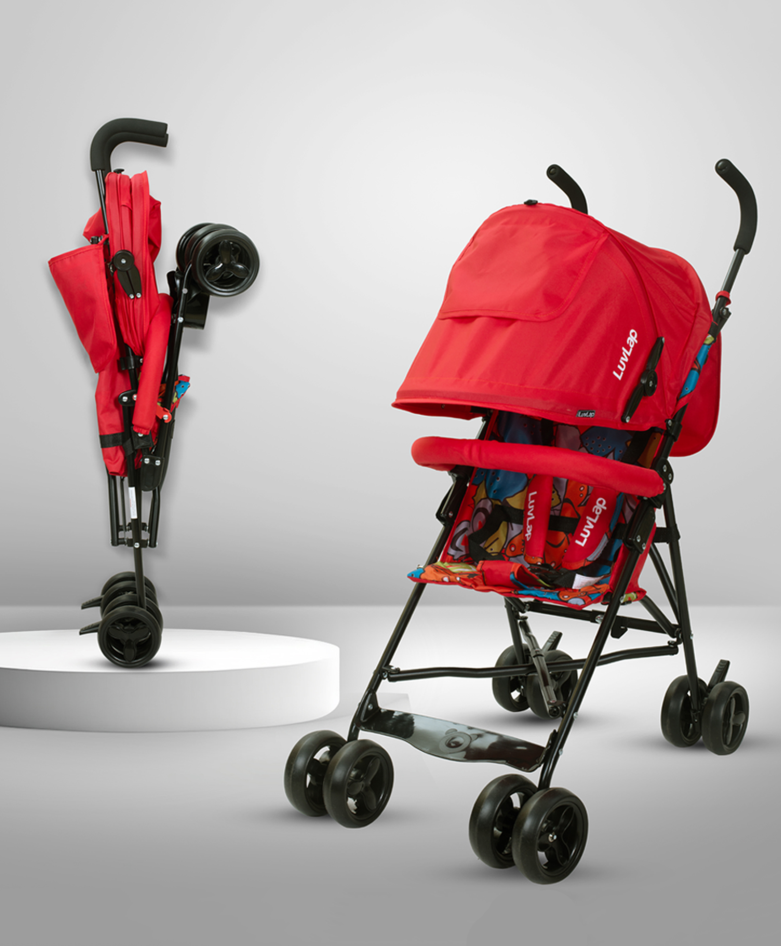 LuvLap Tutti Frutti Baby Stroller Buggy 18273 - Red-picture-23