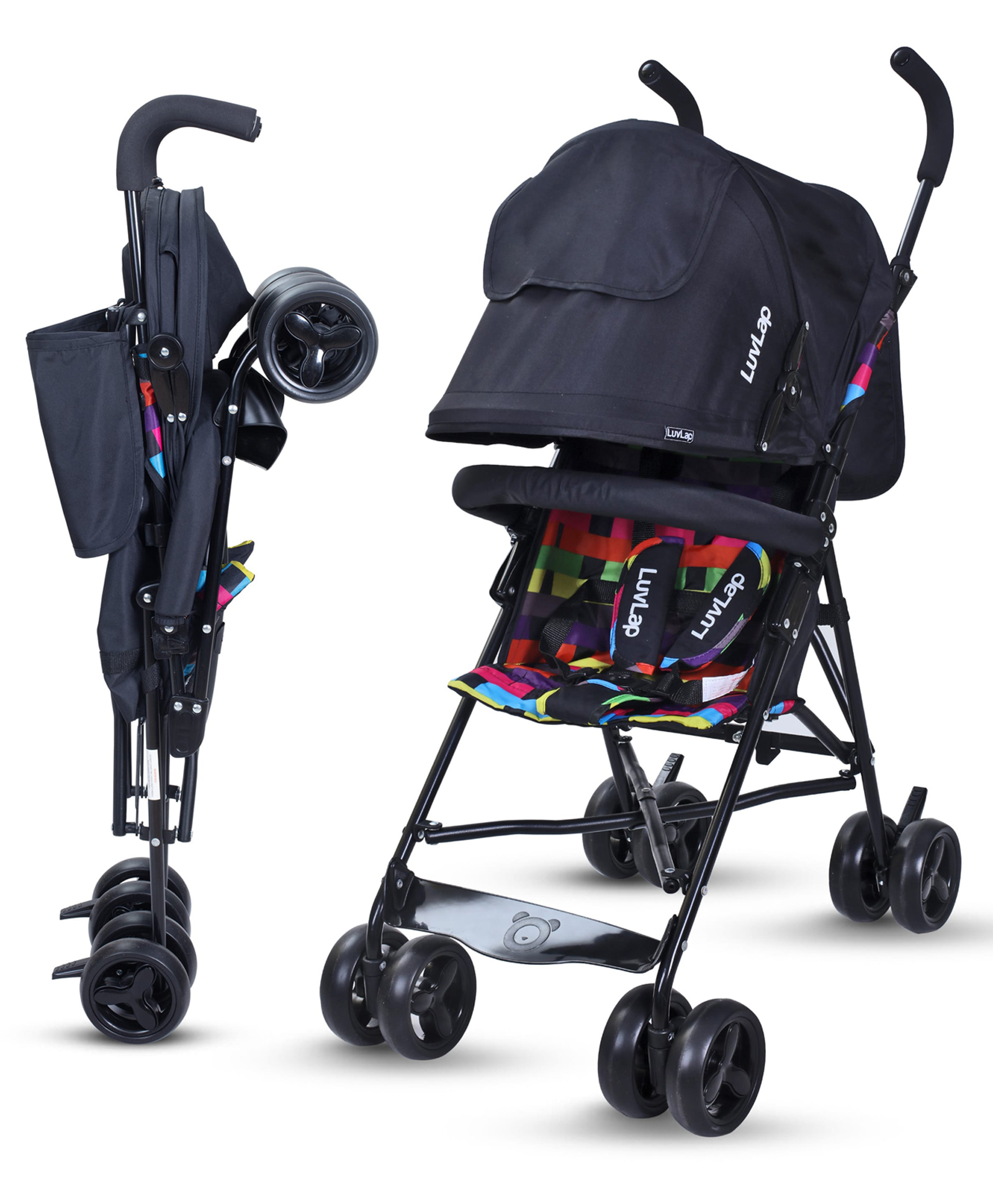 LuvLap Tutti Frutti Baby Stroller Buggy - Black-picture-23