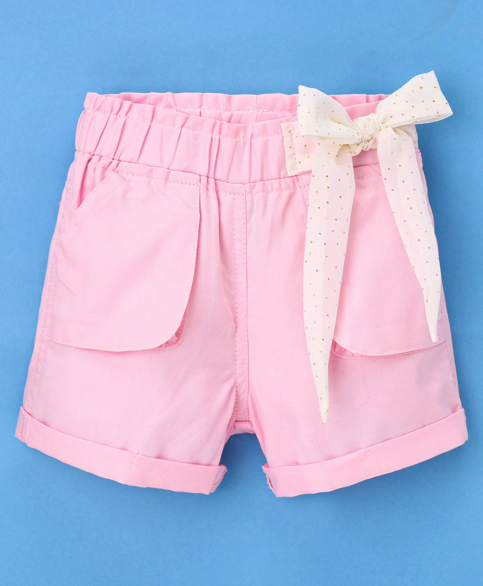 Little Kangaroos Mid Thigh Length Shorts with Bow Solid Color - Pink-picture-20