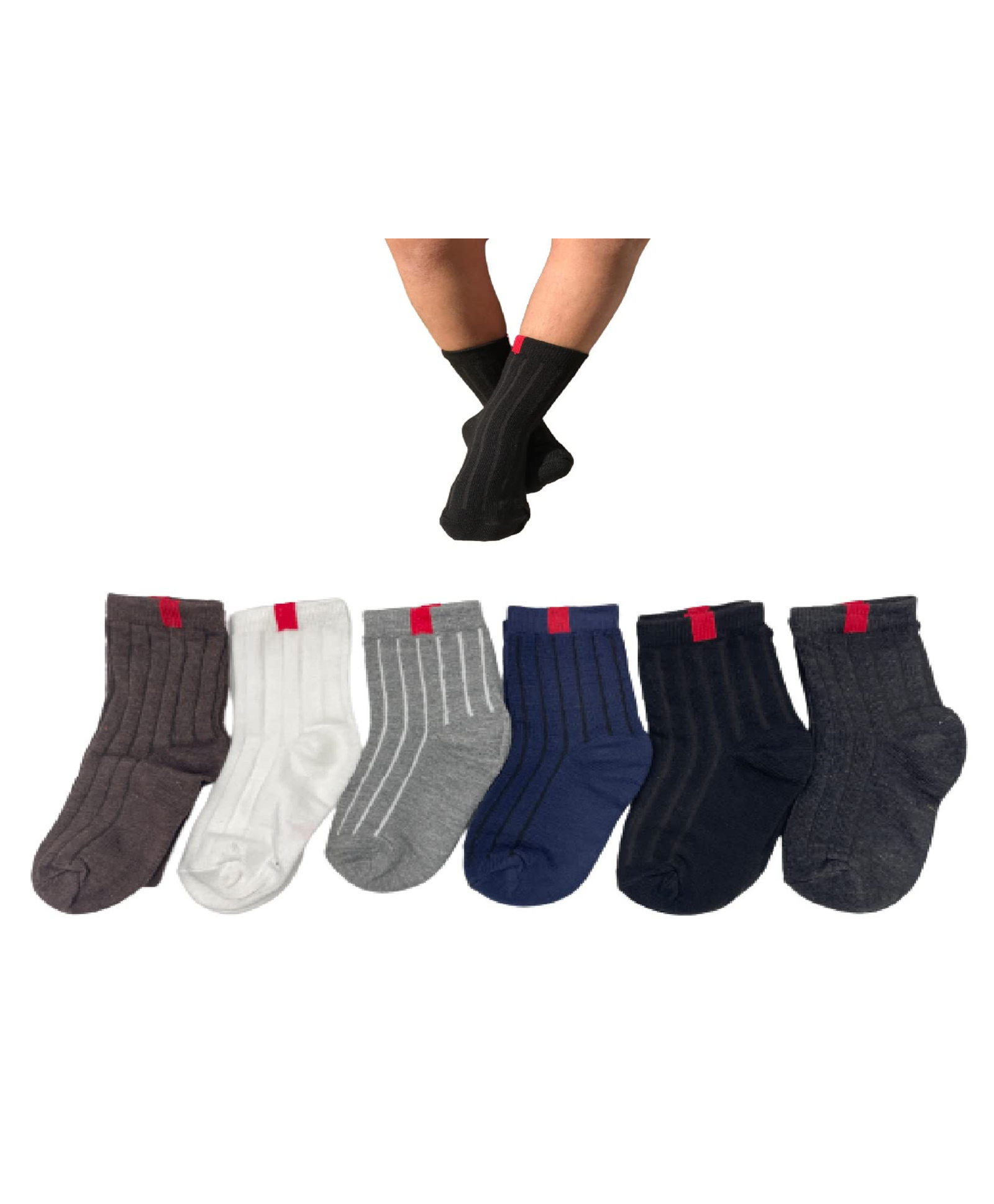 Momisy Regular Length Tube Socks Solid Color Large Size Pack Of 6 - Multicolour-image-15