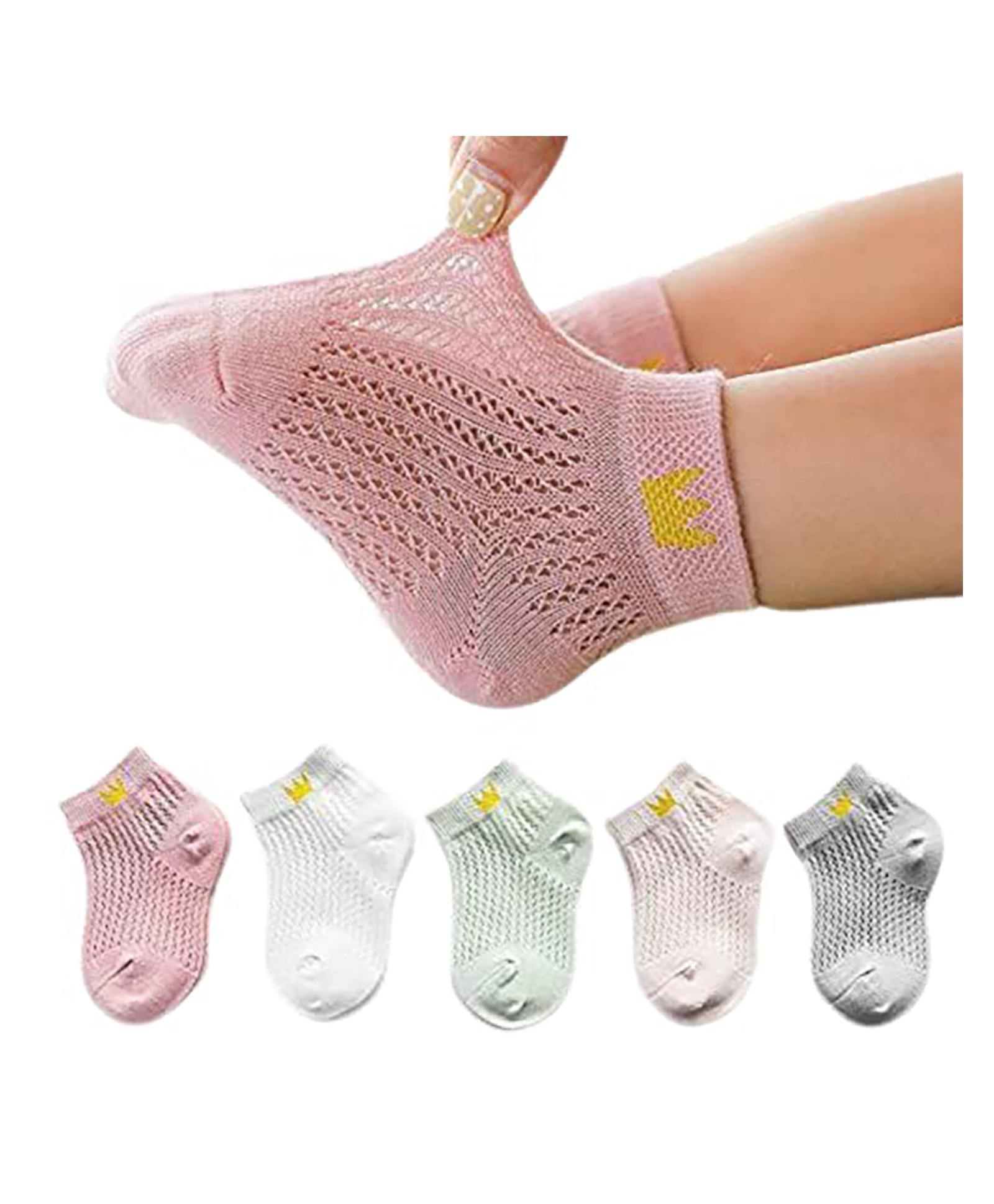 MOMISY Cotton Ankle Length Socks Pack of 5 - Multicolour-picture-19