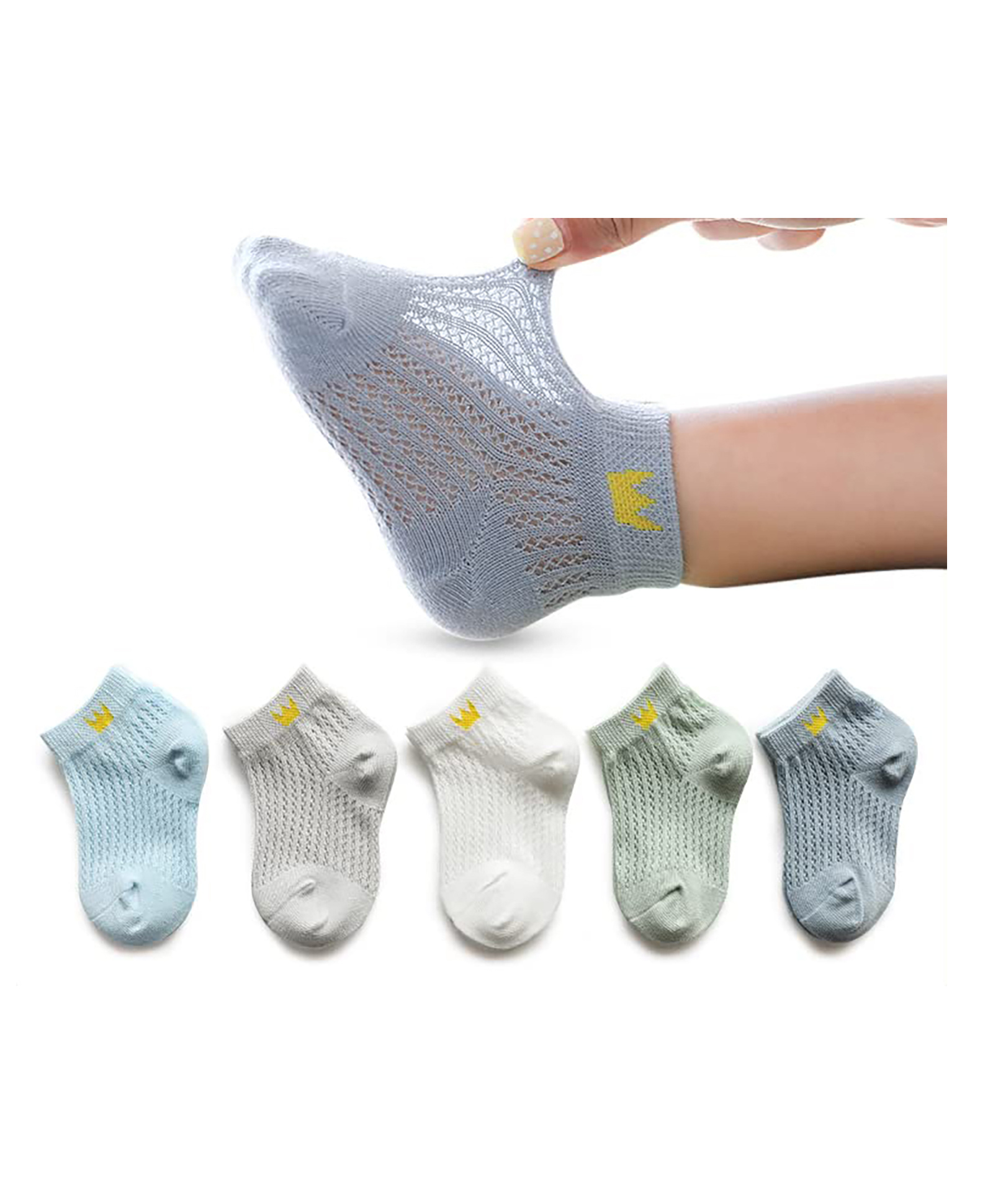 MOMISY Cotton Ankle Length Socks Pack of 5 - Multicolour-picture-26