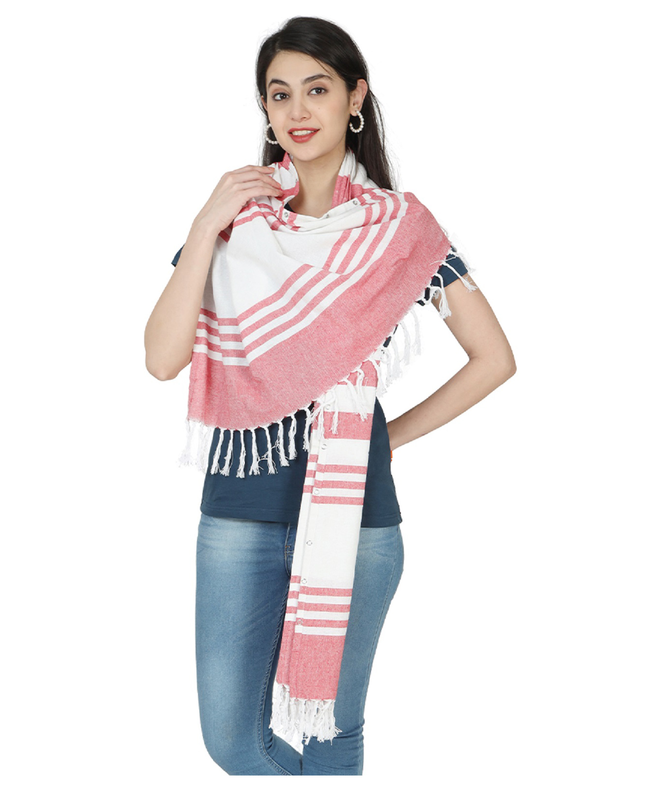 nene Mother's Multi Purpose Large Size Nursing Feeding Scarf Wrap Stole - Red-picture-15