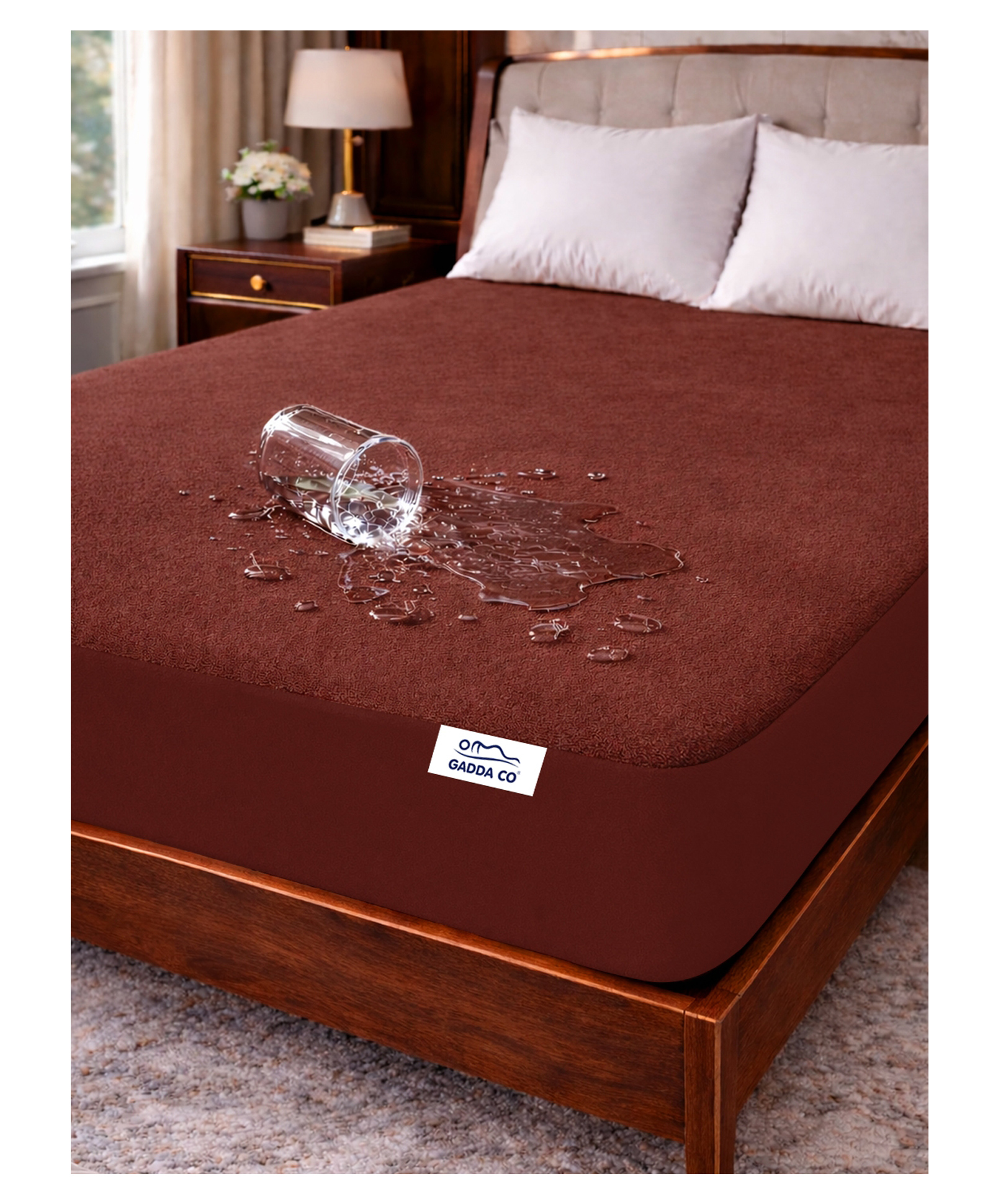 GADDA CO Ultra Soft Cotton Feel Waterproof Mattress Protector for King Size Bed | Breathable, Hypoallergenic, Terry Fabric Bed Cover | Fits 78 x 84 inch (6.5 x7ft) | Coffee | Pack of 1-image-22