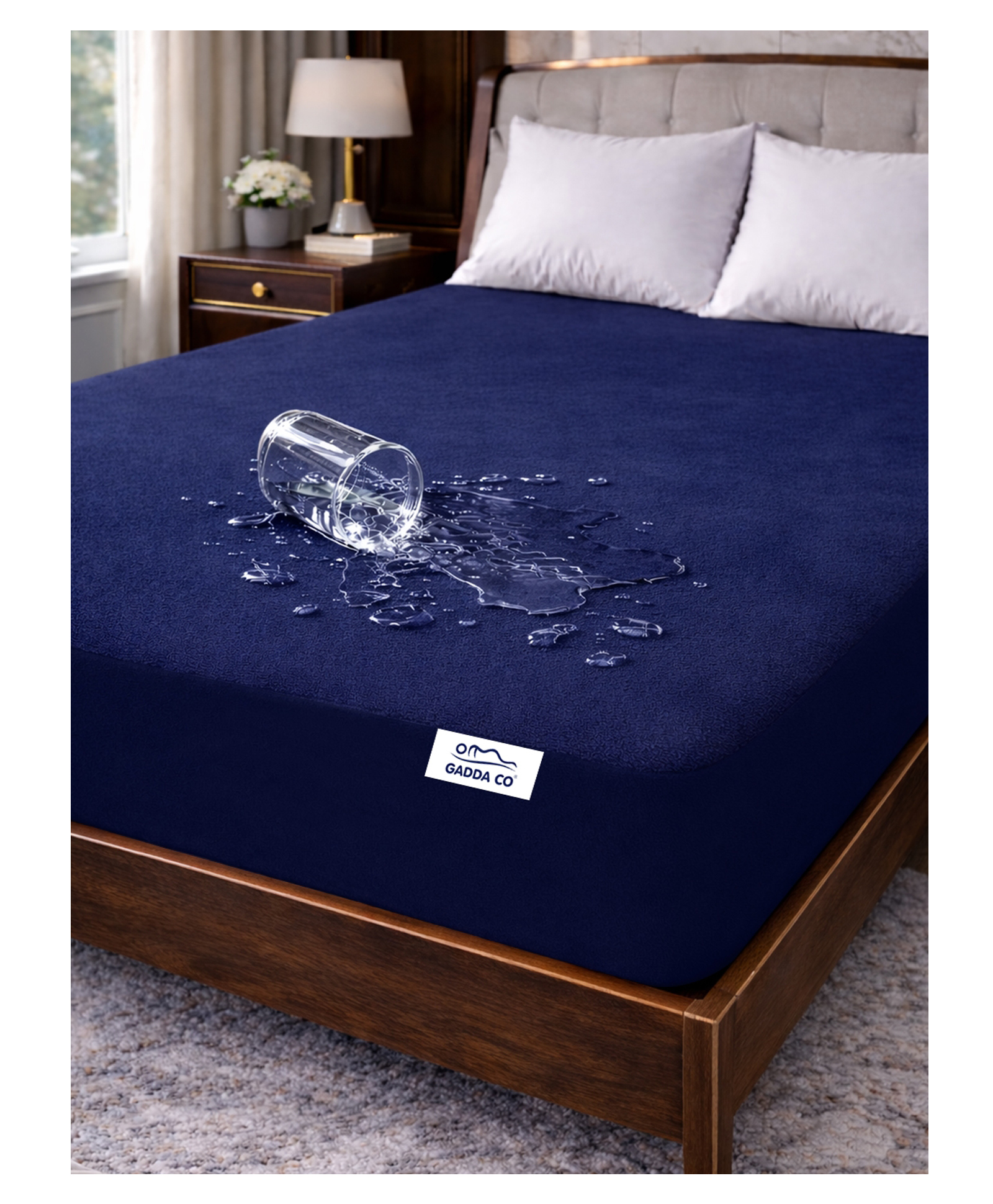 GADDA CO Ultra Soft Cotton Terry Waterproof Mattress Protector for King Size Bed | Breathable, Hypoallergenic Mattress Cover | 78 x 84 inch (6.5 x7ft), Dark Blue, Pack of 1-image-41