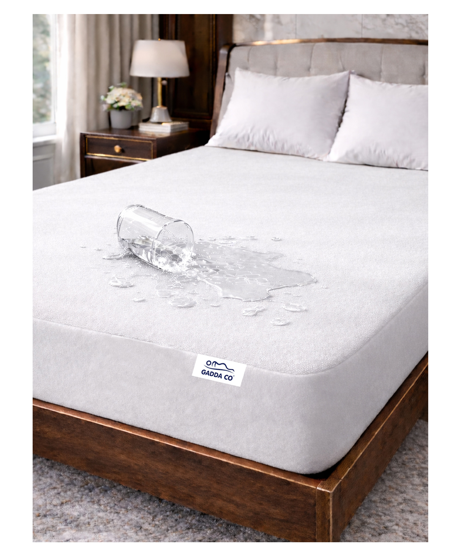 GADDA CO Waterproof Mattress Bed Protector Cover for Double Bed - White-image-41