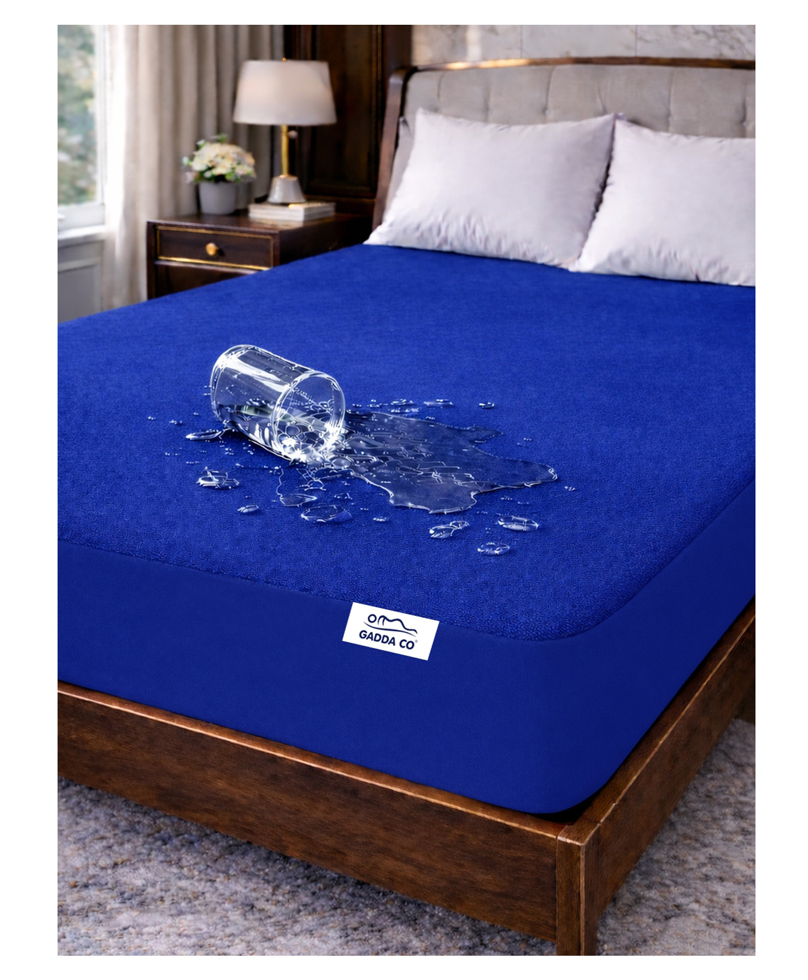 GADDA CO Cotton Feel Terry Waterproof Mattress Protector for King Bed | Ultra Soft, Breathable & Hypoallergenic Mattress Cover | 72x84 inch (6x7 ft) Royal Blue Pack of 1-image-25