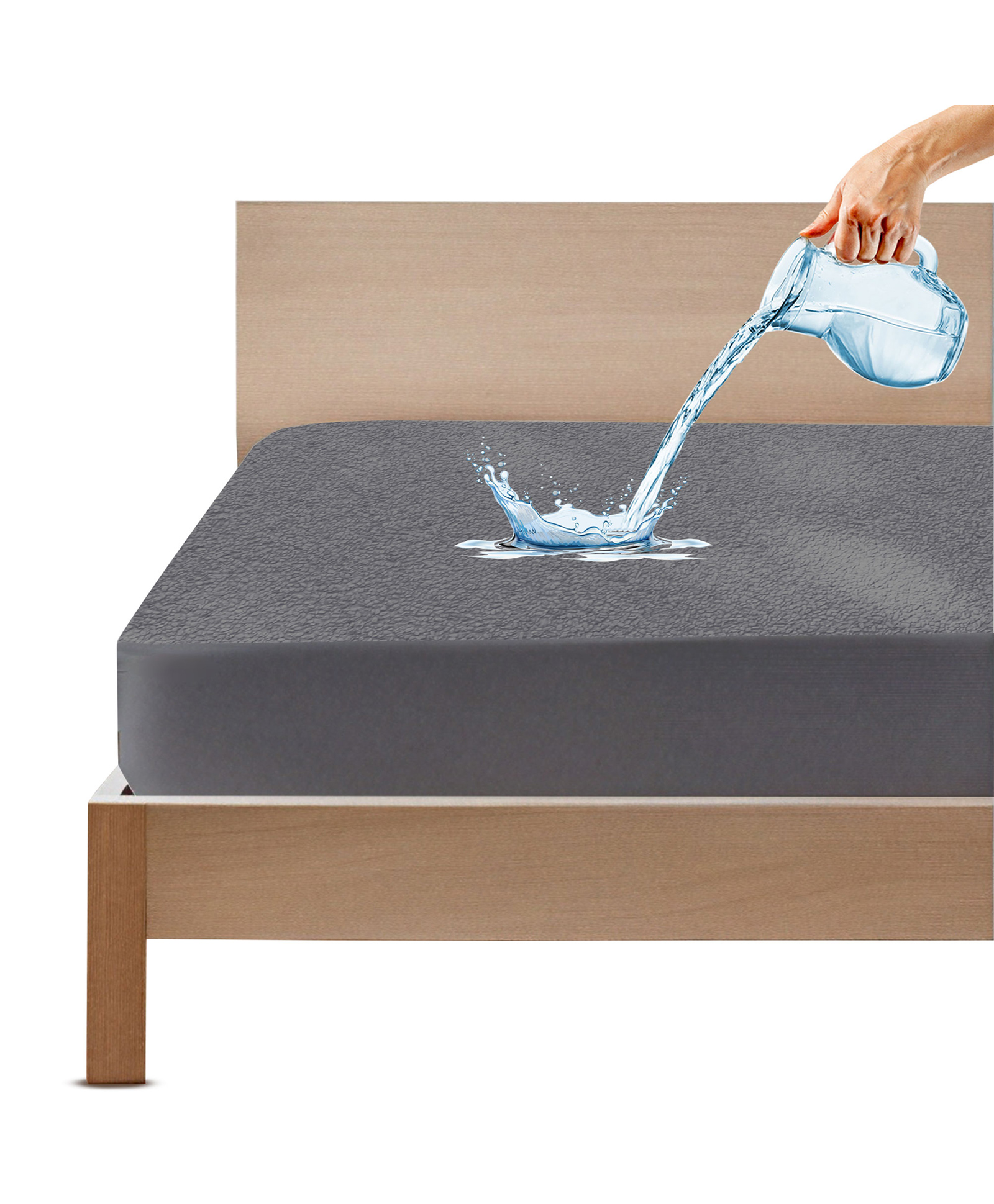 GADDA CO Waterproof Mattress Bed Protector Cover for Double Bed - Grey