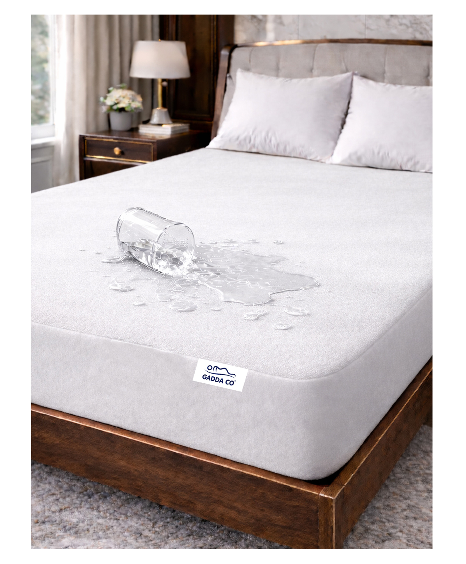 GADDA CO Cotton Feel Waterproof Mattress Protector for King Size Bed | Ultra Soft Terry Fabric | Breathable & Hypoallergenic | Fits 72x72 inch (6x6 ft) Mattress | White | Pack of 1-image-47
