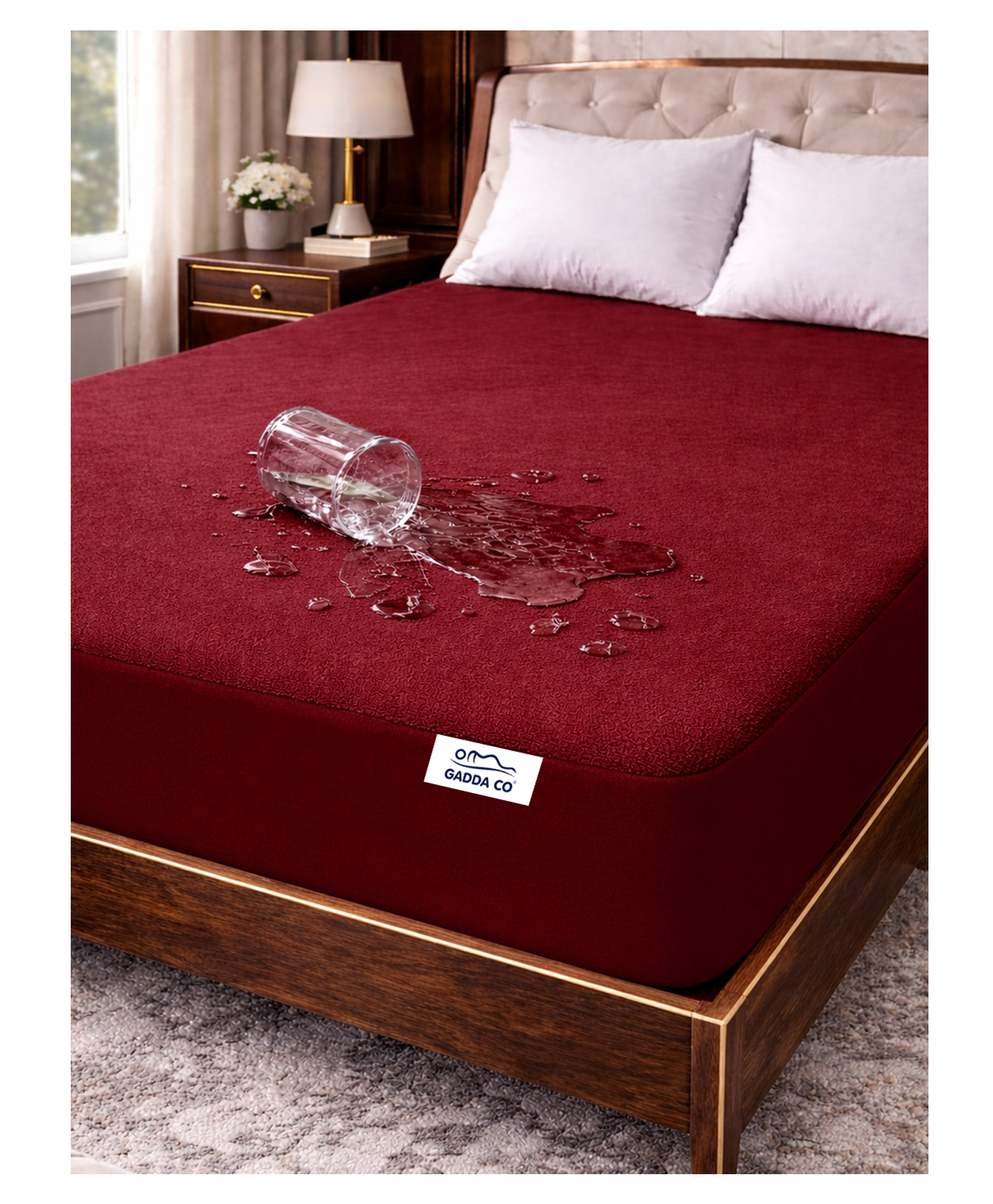 GADDA CO Waterproof Terry Queen Size Bed Protector - Grey-image-42