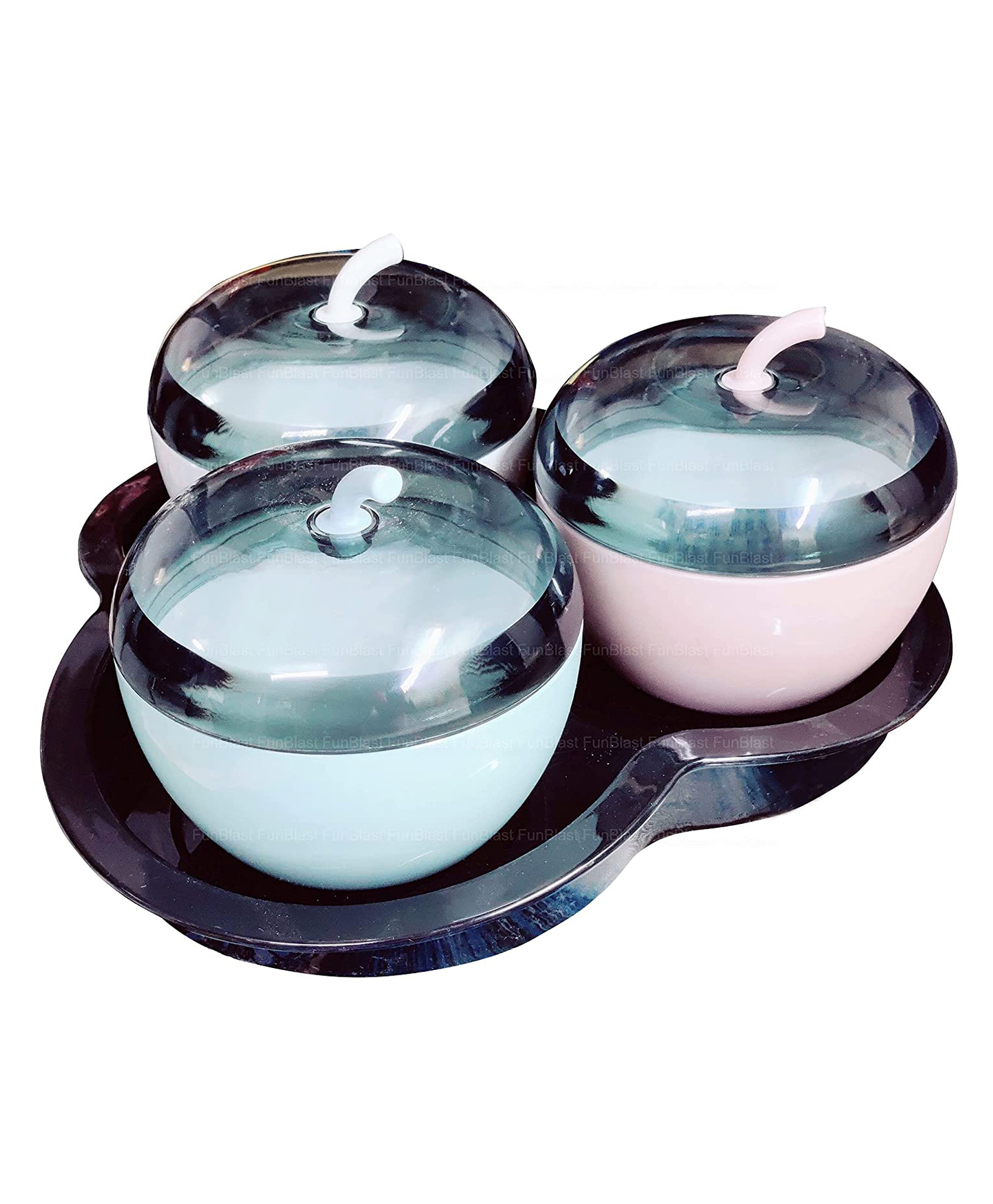 FunBlast Apple Shaped Dry Fruit Storage Container with Lid and Tray - Blue & Pink-image-36