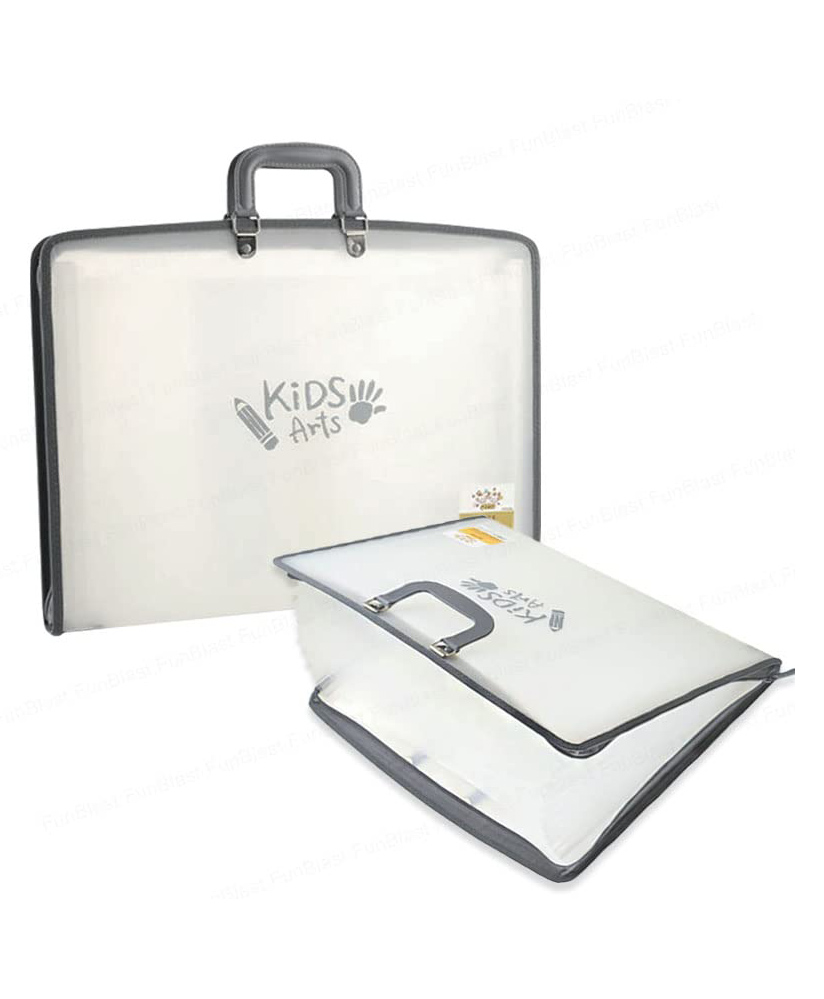 FunBlast Portfolio File Folder with Handle and Zipper Lock - White-image-48