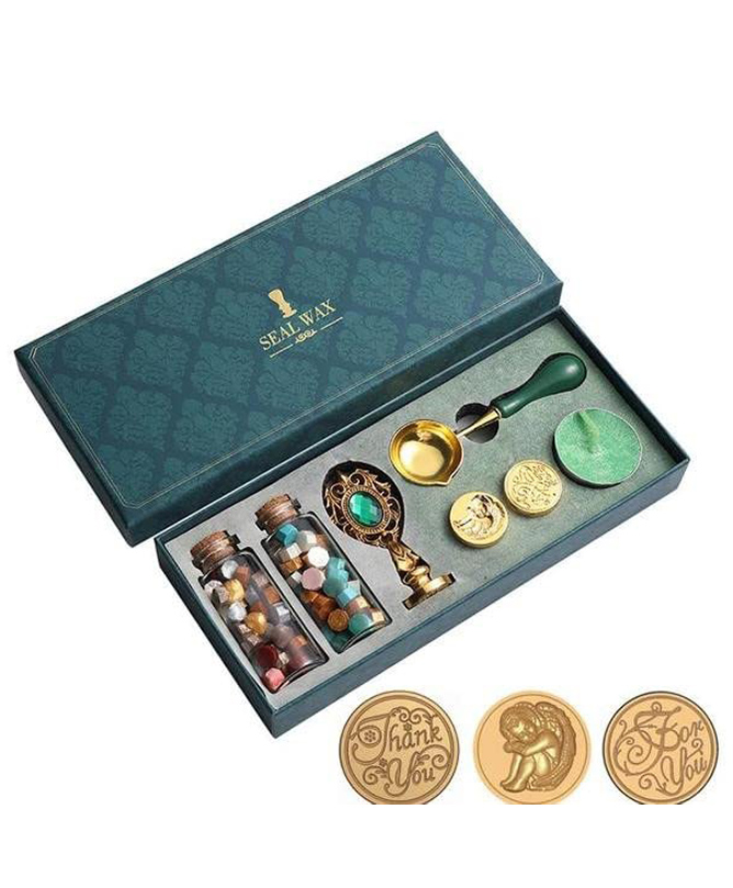 FunBlast Wax Seal Kit with Stamp for Envelopes Letters - Blue-image-4