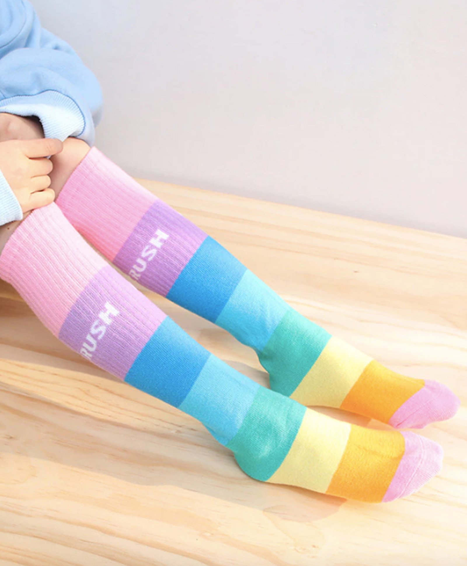 Flaunt Chic Rugby Striped Rainbow Socks - Multi COlour-image-38