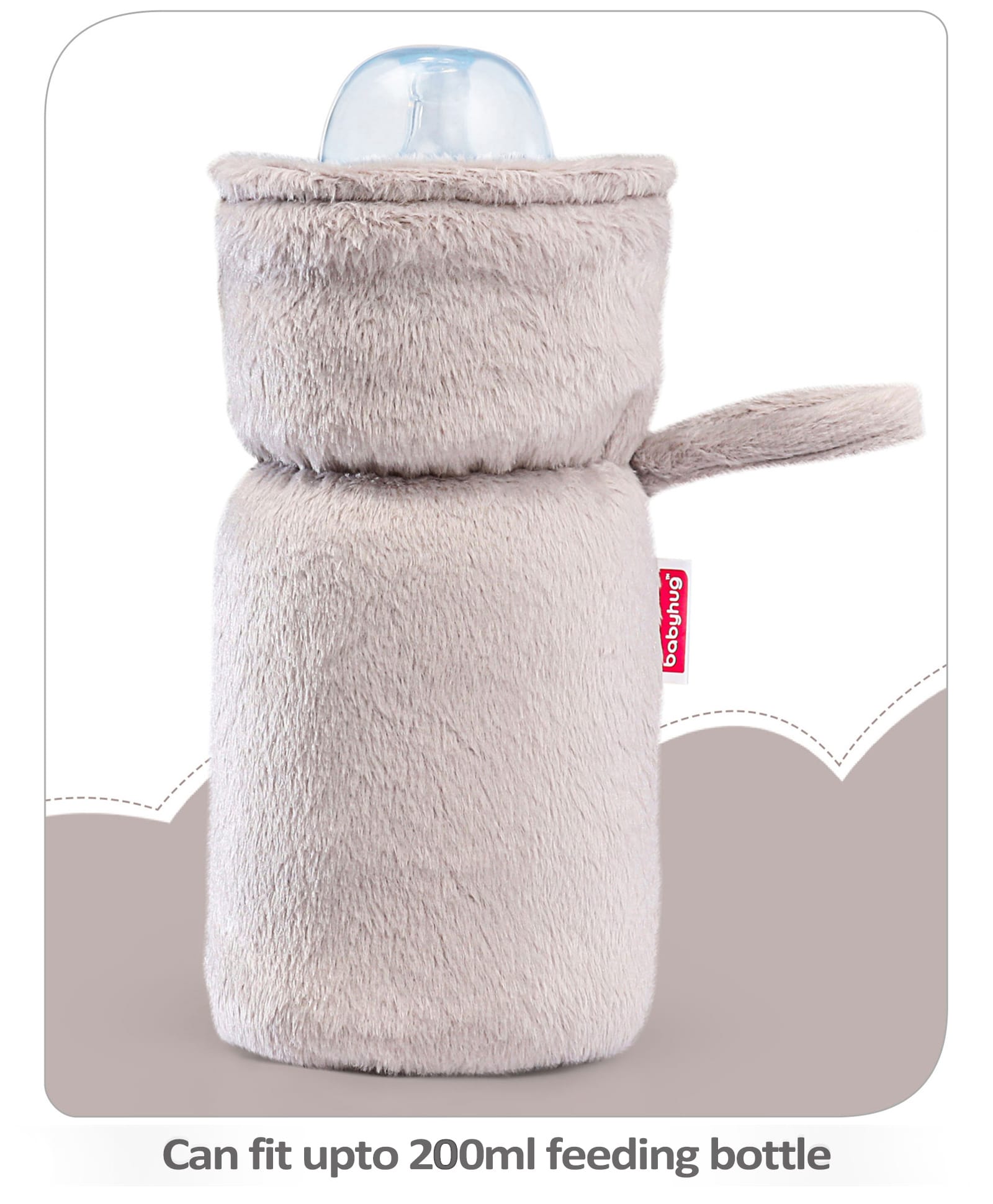 Babyhug Premium Feeding Bottle Cover with Sherpa Lining Grey - Fits upto 330 ml-picture-16