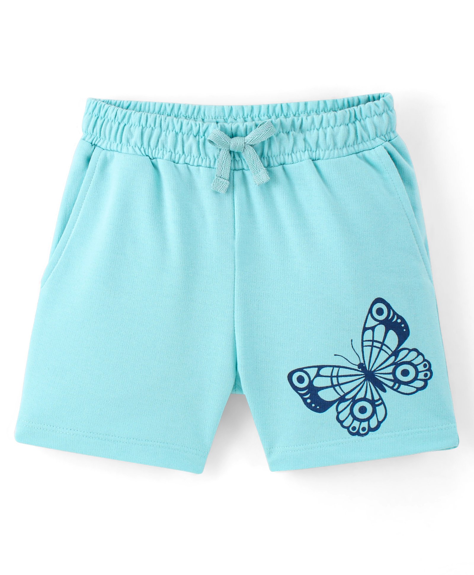 Pine Kids Cotton Knit Mid Thigh Length Shorts Butterfly Print - Light Blue-picture-12