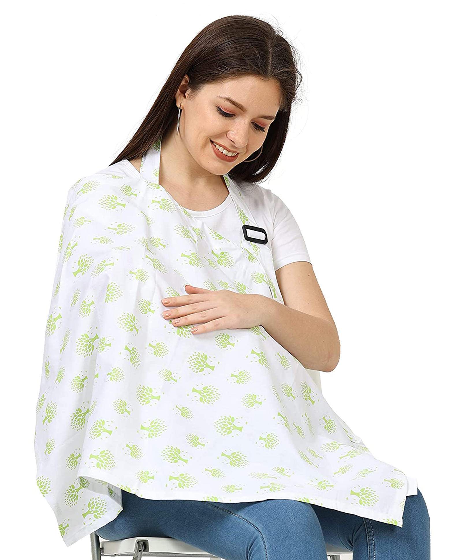 Lulamom Feeding Nursing Cover with Adjustable Strap for Breastfeeding-Green-picture-3
