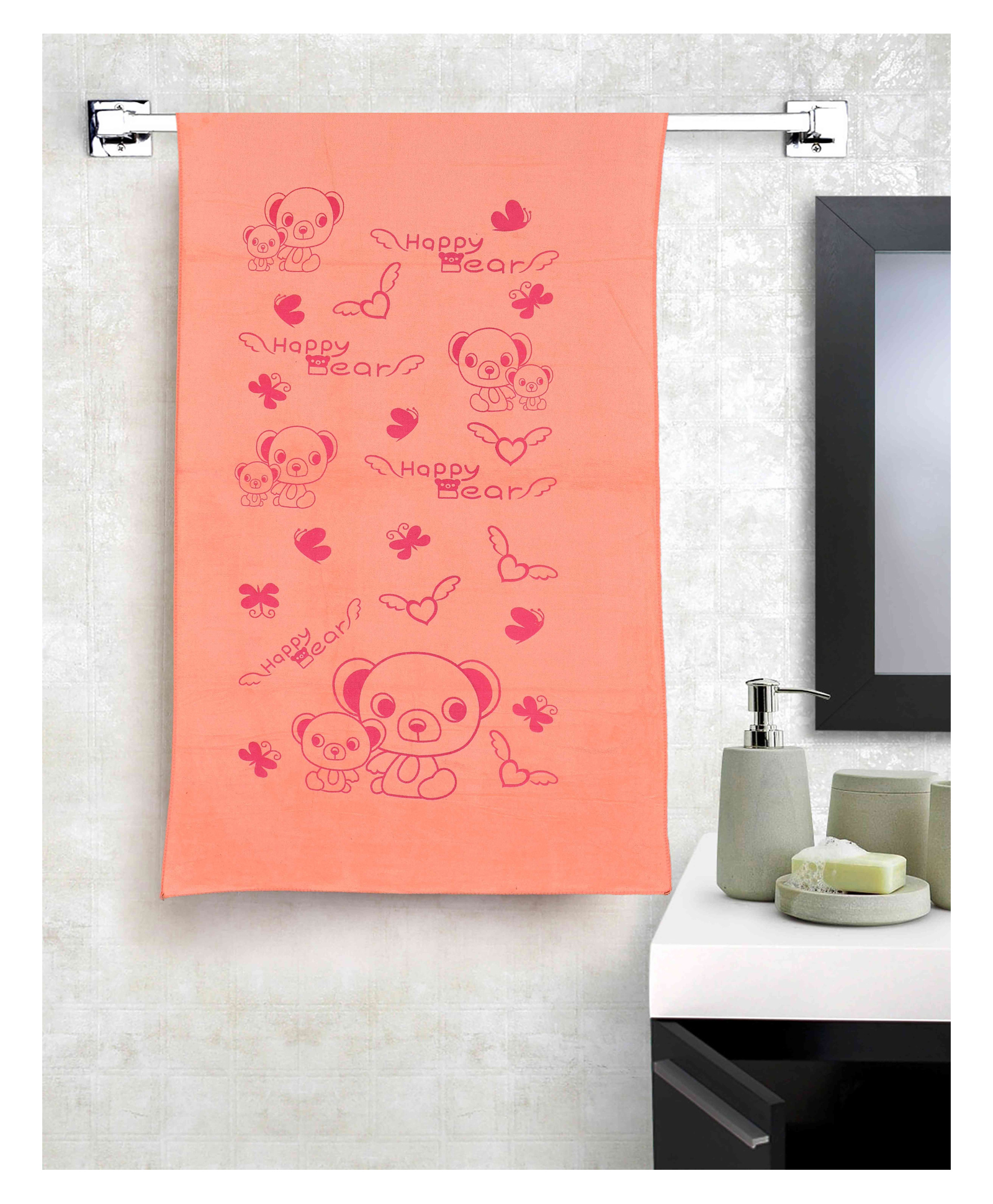 JARS Collections 100% Microfiber Very Soft Cartoon  Print Baby Towels - Orange-picture-19