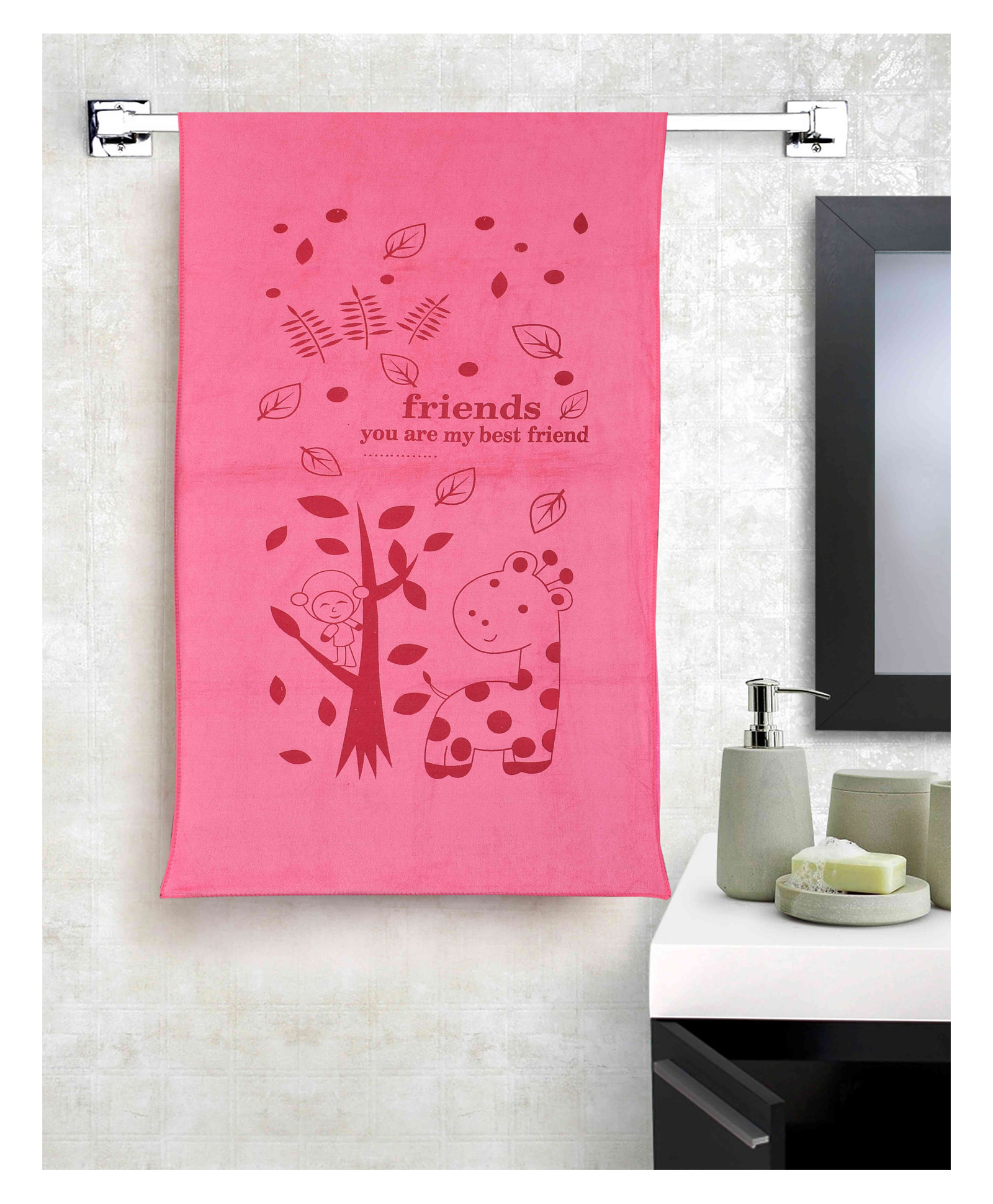 JARS Collections 100% Microfiber Very Soft Cartoon Animal Print Baby Bath Towel - Pink-picture-10