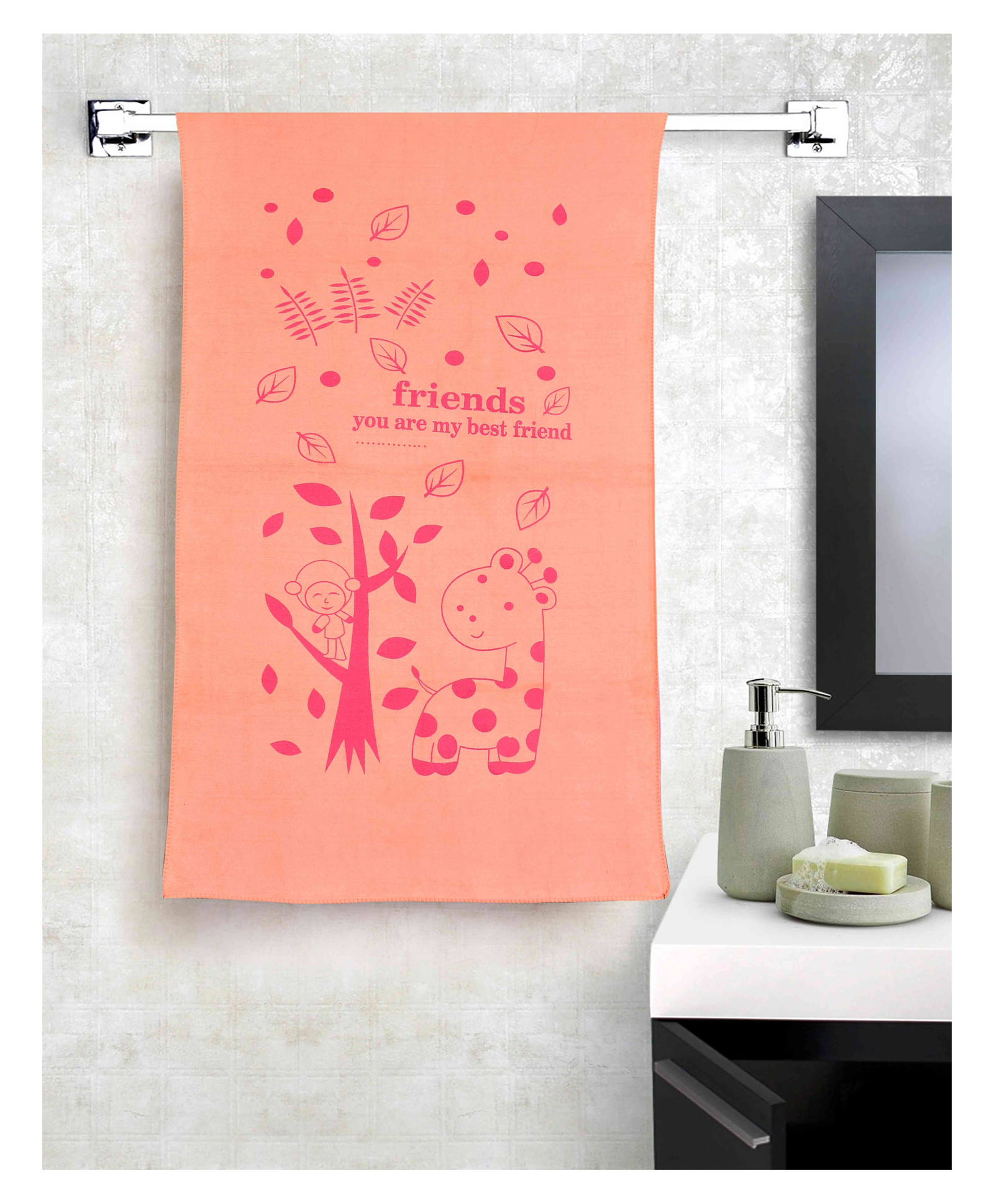 JARS Collections 100% Microfiber Very Soft Cartoon Animal Print Baby Bath Towel - Orange-image-24