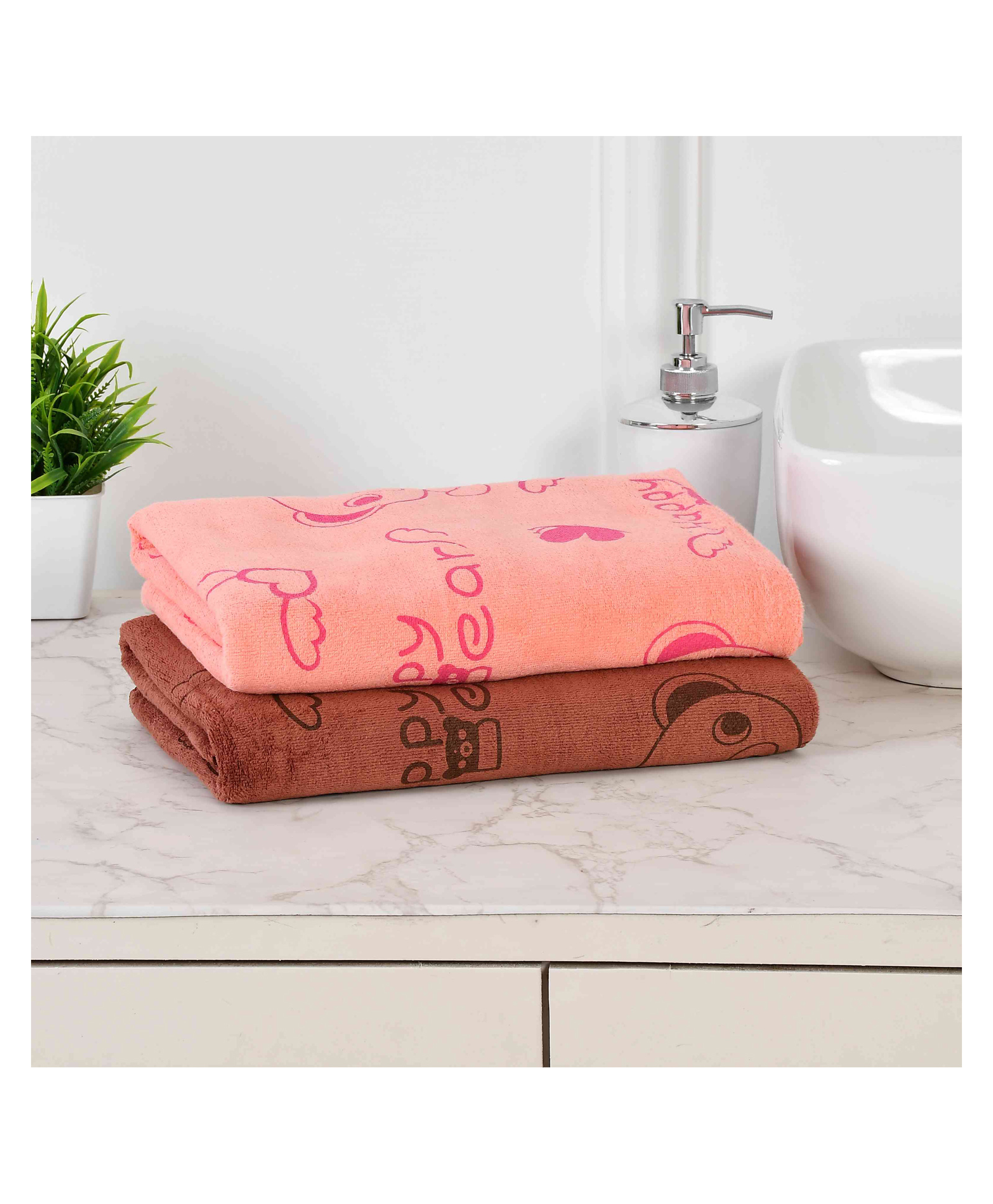 JARS Collections 100% Microfiber Very Soft Cartoon Animal Print Baby Bath Towel Pack of 2 -Multicolor-picture-27