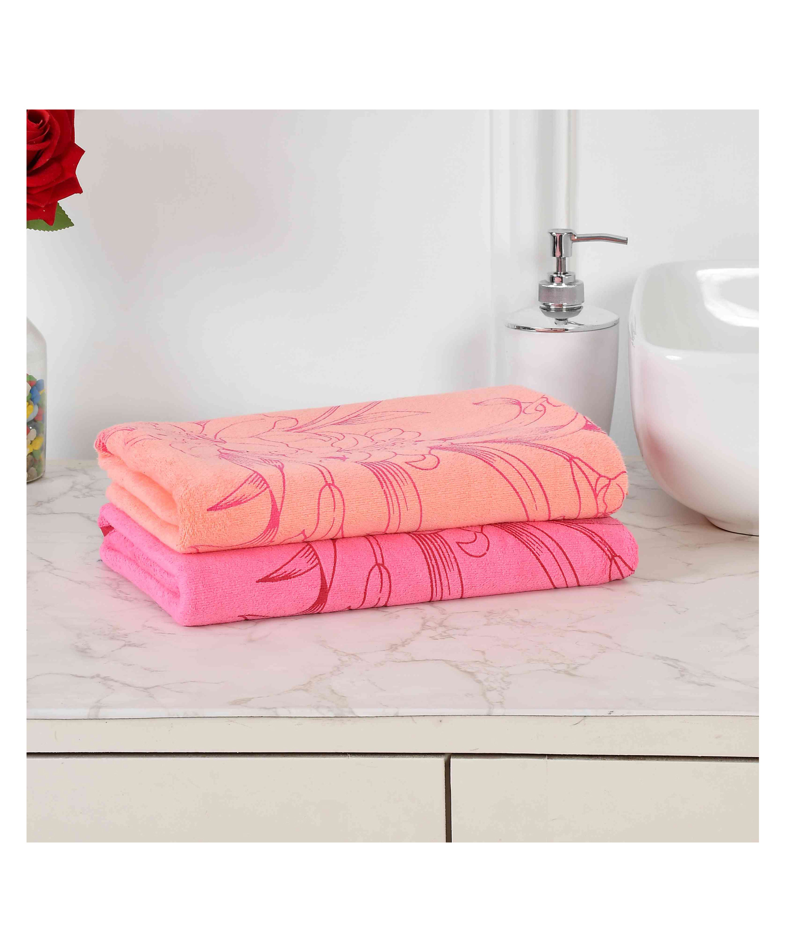 JARS Collections 100% Microfiber Very Soft Floral Print Baby Bath Towel Pack of 2 -Multicolor-picture-21