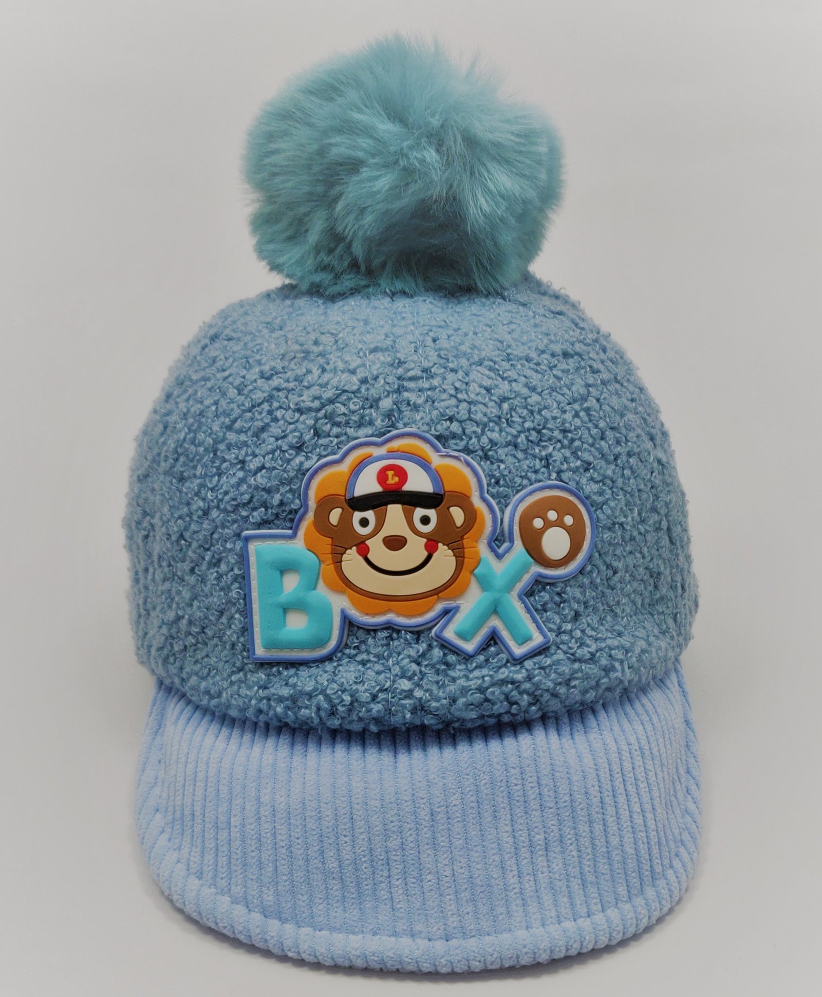 Kid-O-World Pom Pom Detail Fur Appliqued Monkey Patch Cap - Blue-picture-16