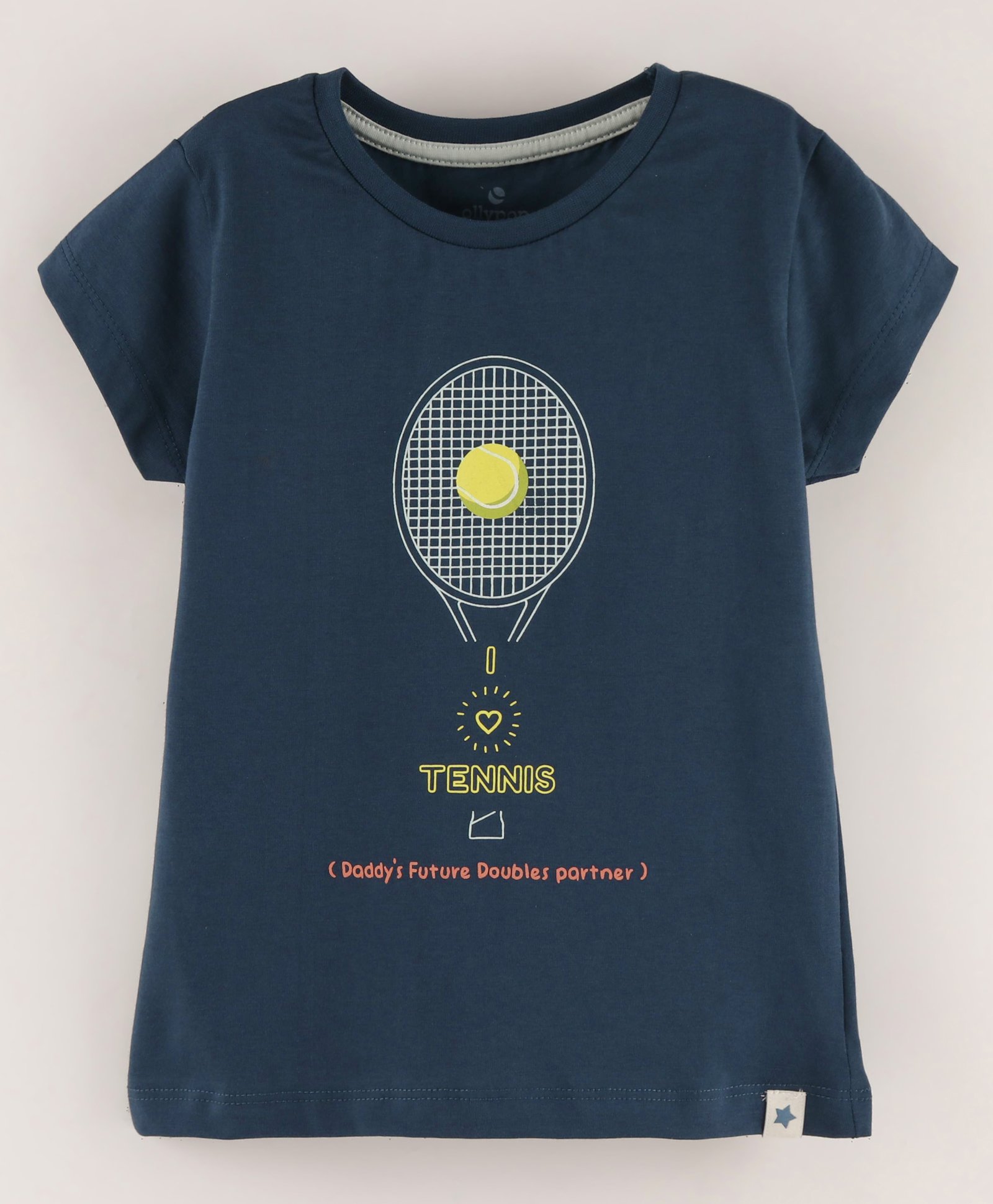 Ollypop Cotton Sinker Half Sleeves Tee Tennis Racket Print - Blue-image-16
