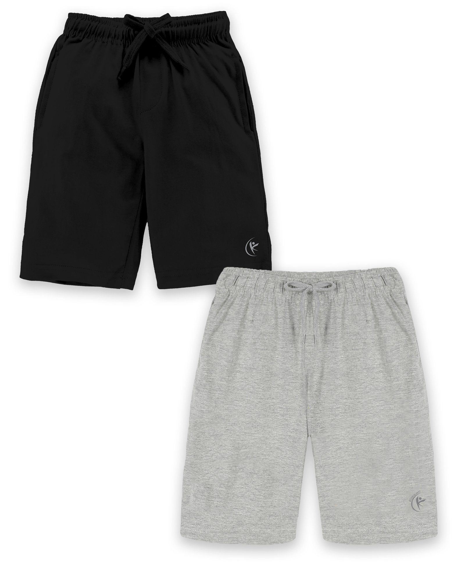 Kiddopanti Pack Of 2 Placement Printed Basic Shorts - Jet Black & Grey Melange-picture-34