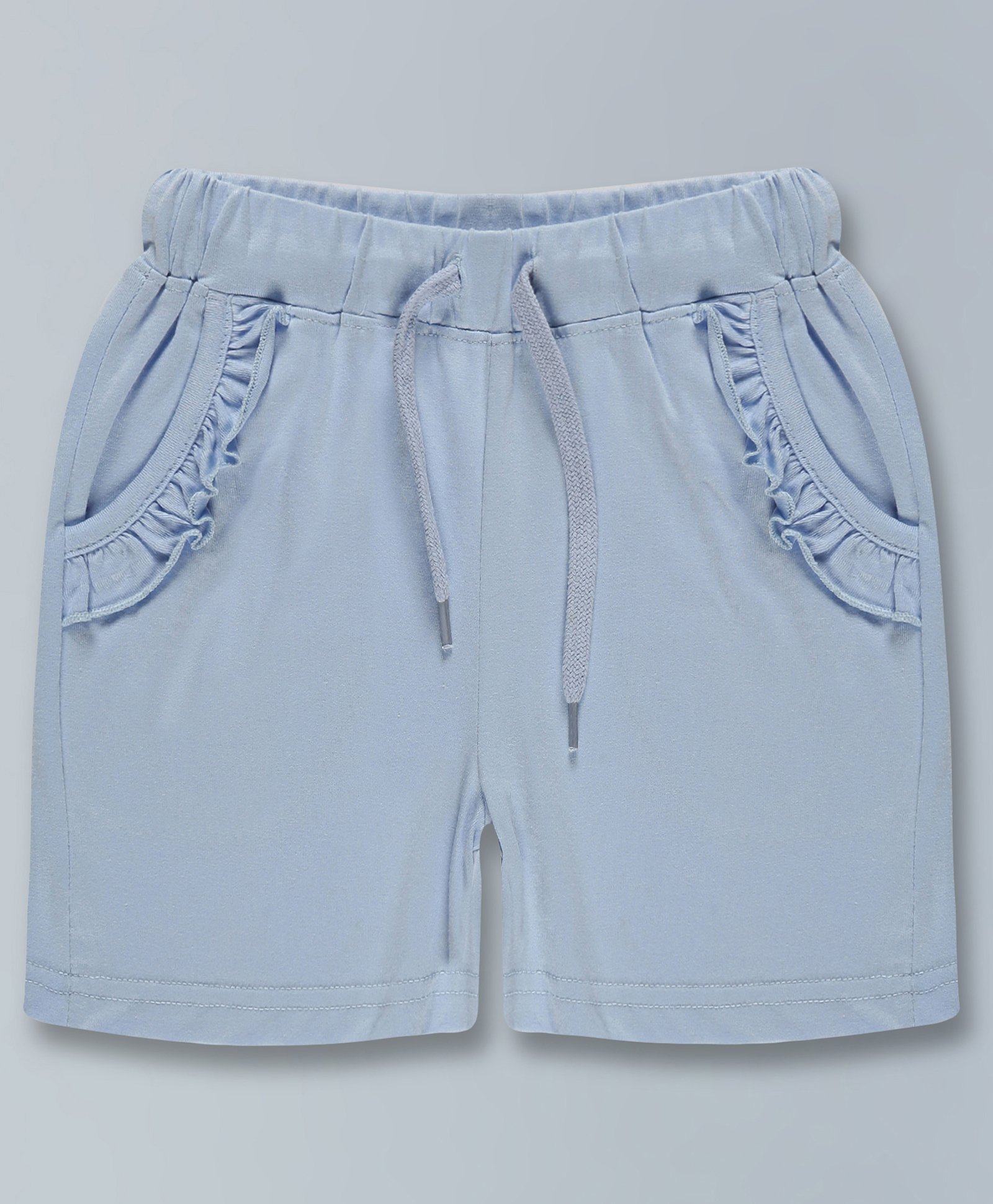 Kiddopanti Solid Frill Pocket Detailed Shorts - Blue-picture-16