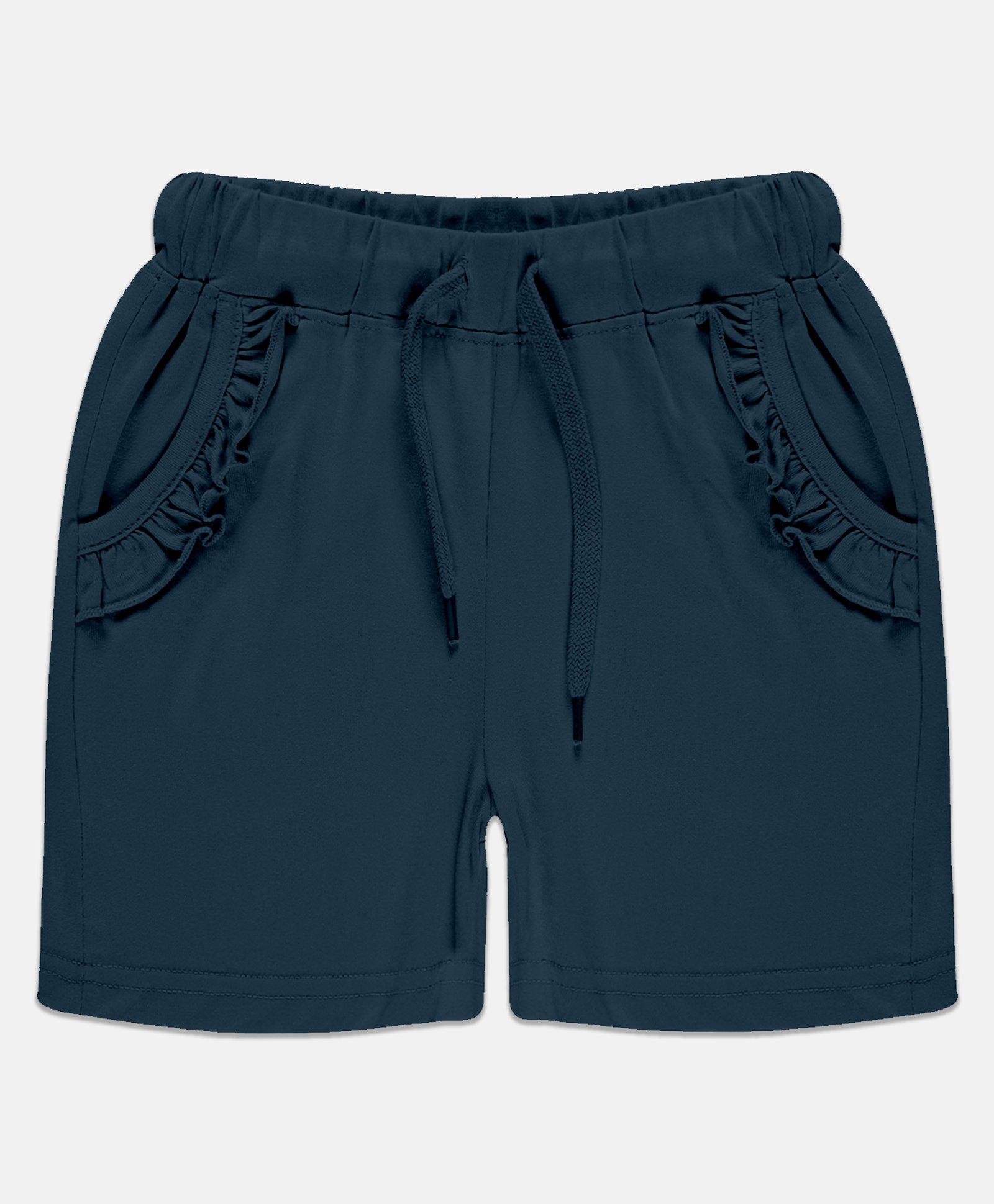 Kiddopanti Solid Frill Pocket Detailed Shorts - Navy Blue-image-21