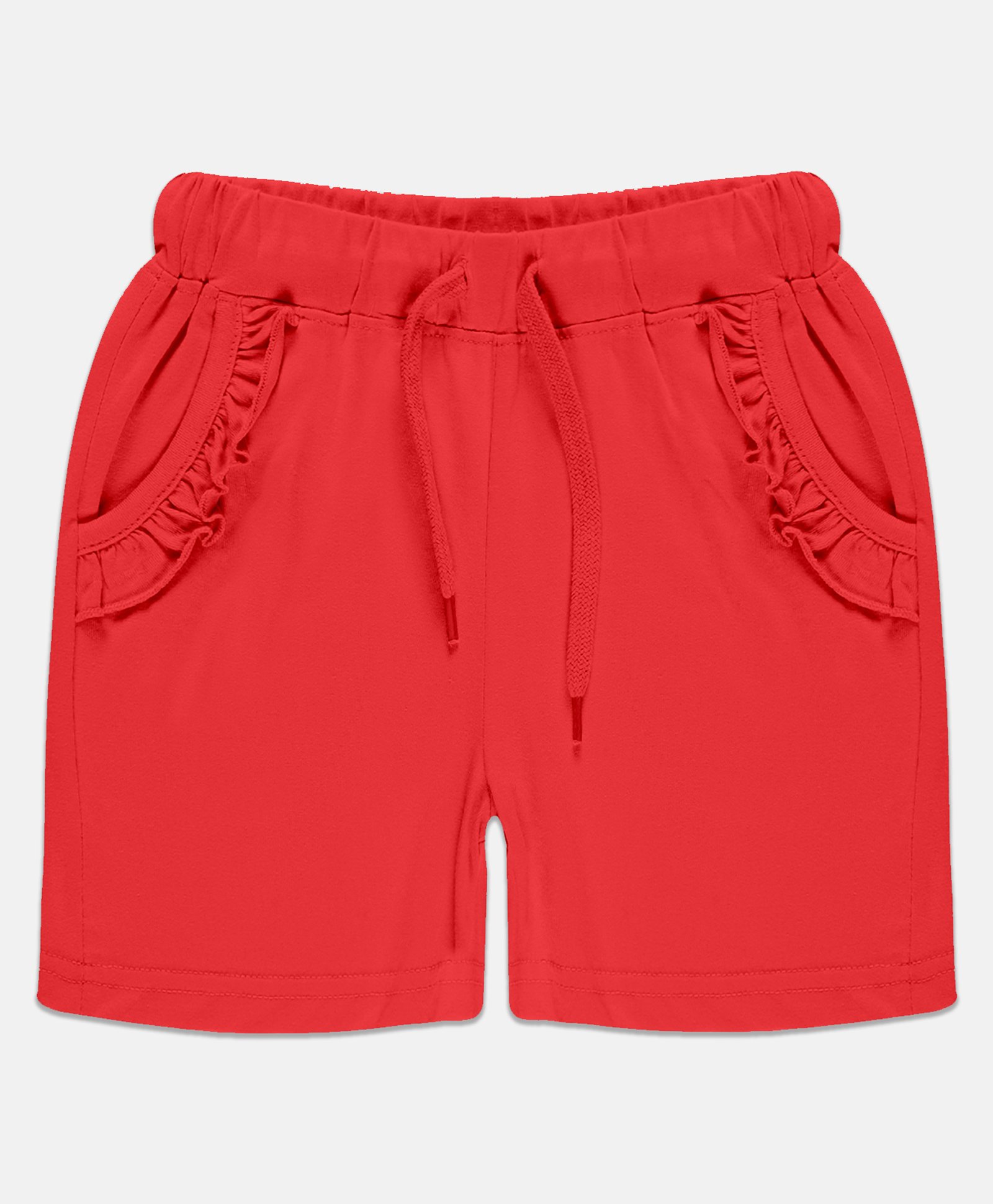 Kiddopanti Solid Frill Pocket Detailed Shorts - Red-picture-14