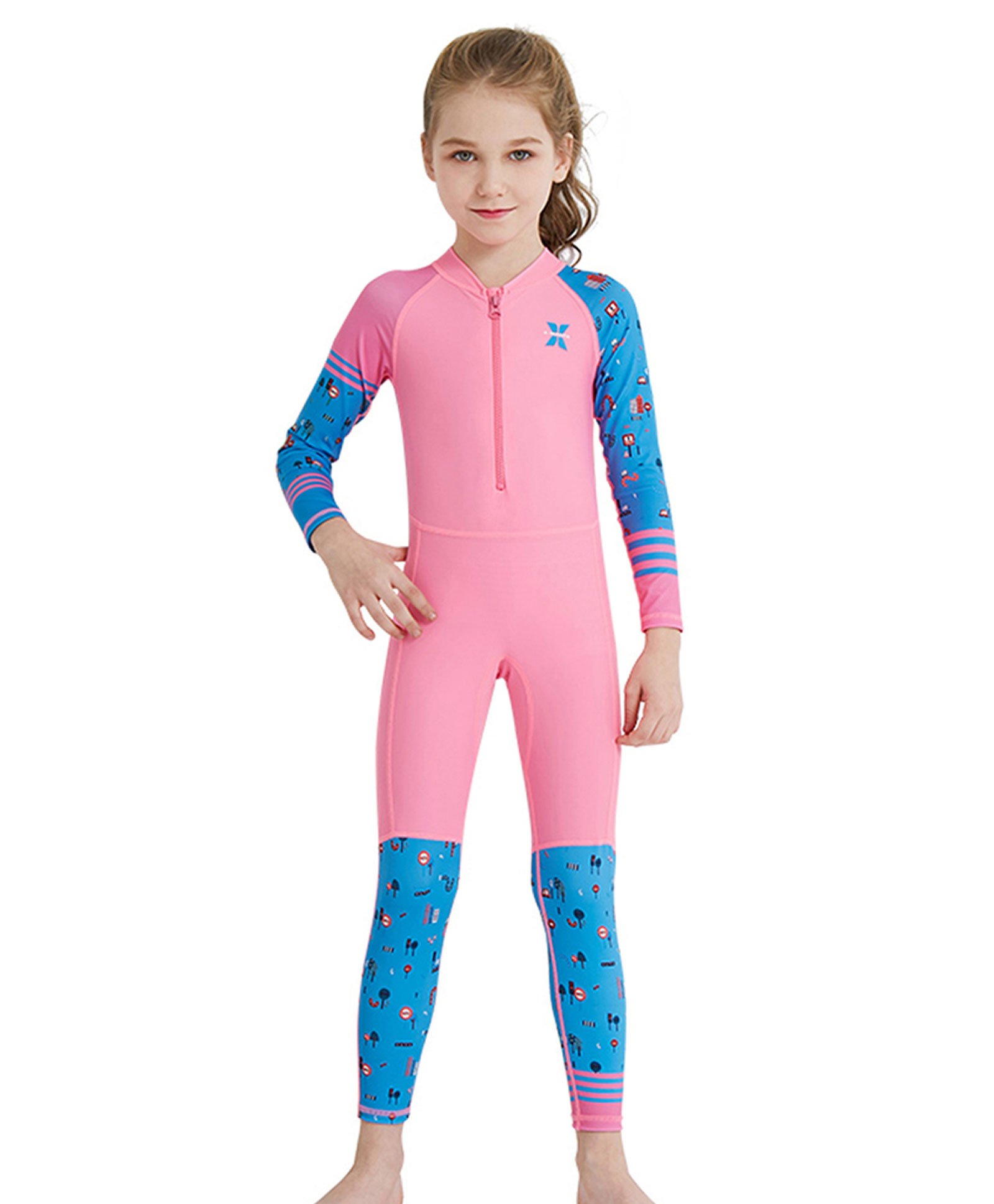 Little Surprise Box Full Sleeves Placement Printed Swimsuit - Pink-image-24