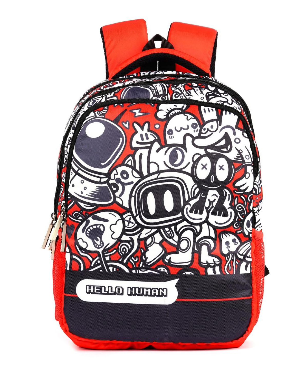Vismiintrend Cute Robot Print School Bag Backpack Red & Black  - 12 Inches-image-31