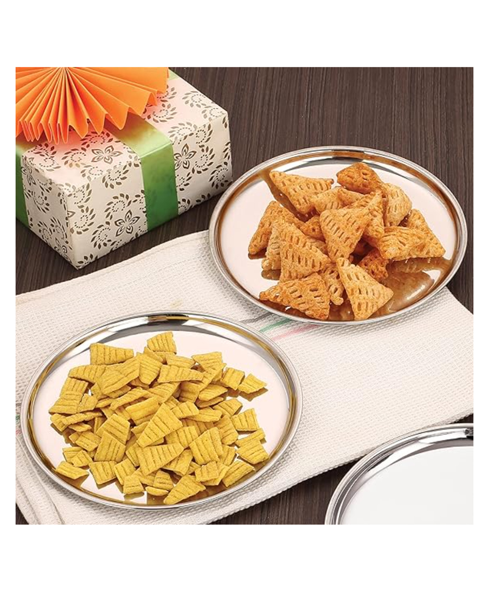 HAZEL Stainless Steel Snack Plates with Mirror Finish Quarter Plate Set of 2 - Silver-image-45