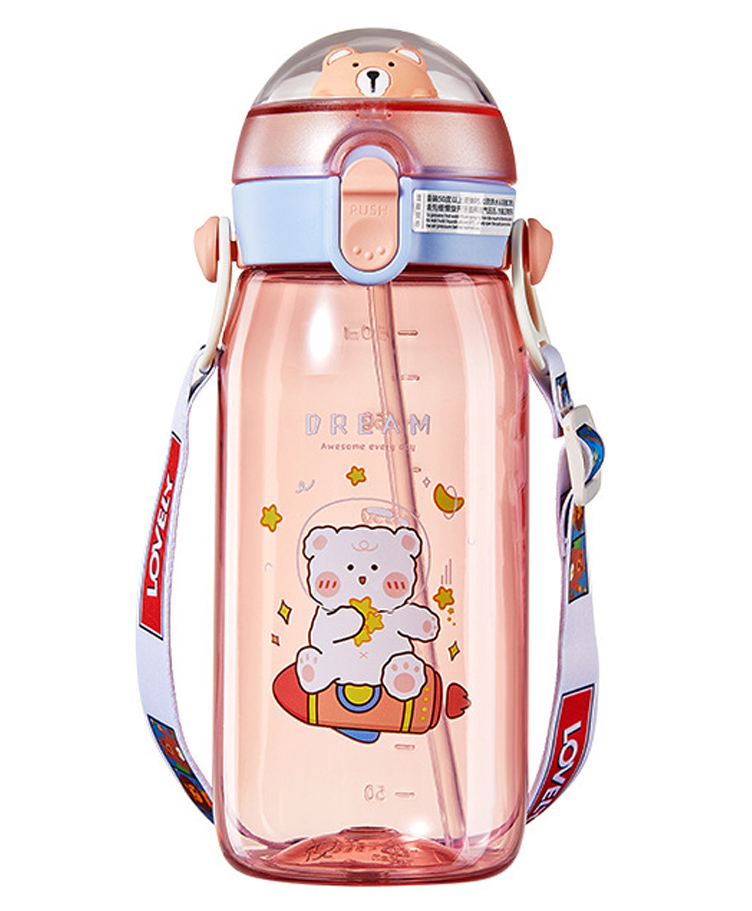 YAMAMA Cute Bear Design Water Bottle BPA Free Pink - 550 ml-picture-20