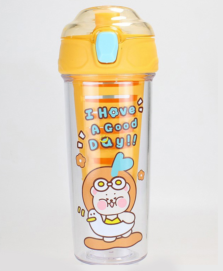 YAMAMA Cute Unique Design Double Wall Heavy Sipper Water Bottle BPA Free Yellow  520 ml-picture-30