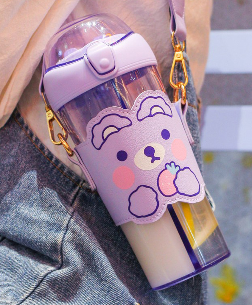 YAMAMA Double Wall Heavy Sipper Water Bottle BPA Free Drinking Bottle Purple - 530 ml-image-24