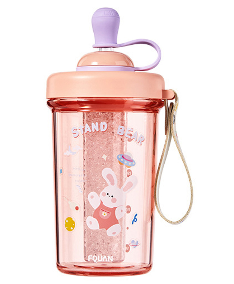 YAMAMA Tumbler Bottle With Cooling Ice Stick Pink - 500 ml-image-4
